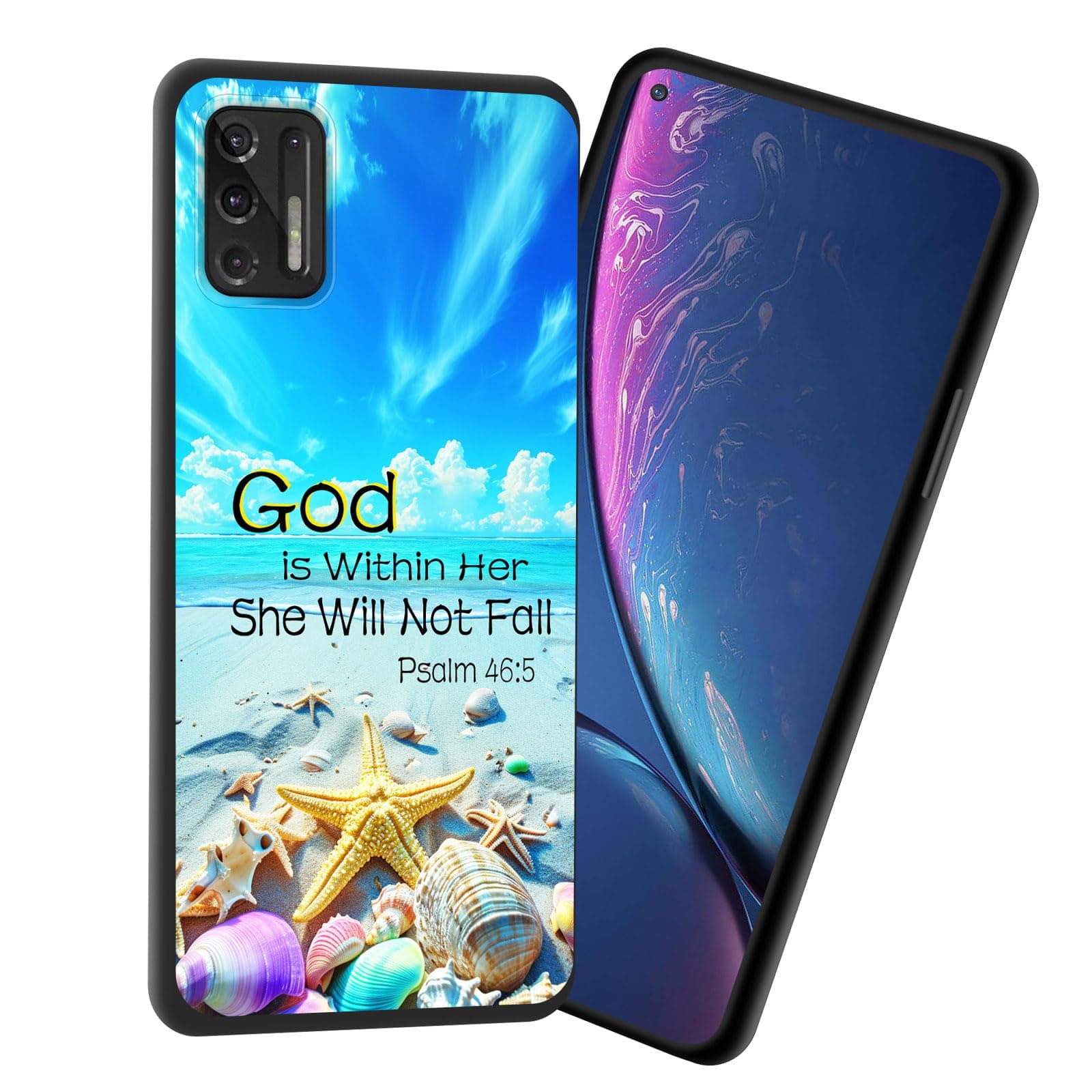 JHYYTUJTYP for Moto Edge 2021 Case,Premium Soft Silicone Slim Rubber Full Body Drop Protection Shockproof Cover Phone Case for Motorola Moto Edge 2021,Starfish Sea Shell Beach