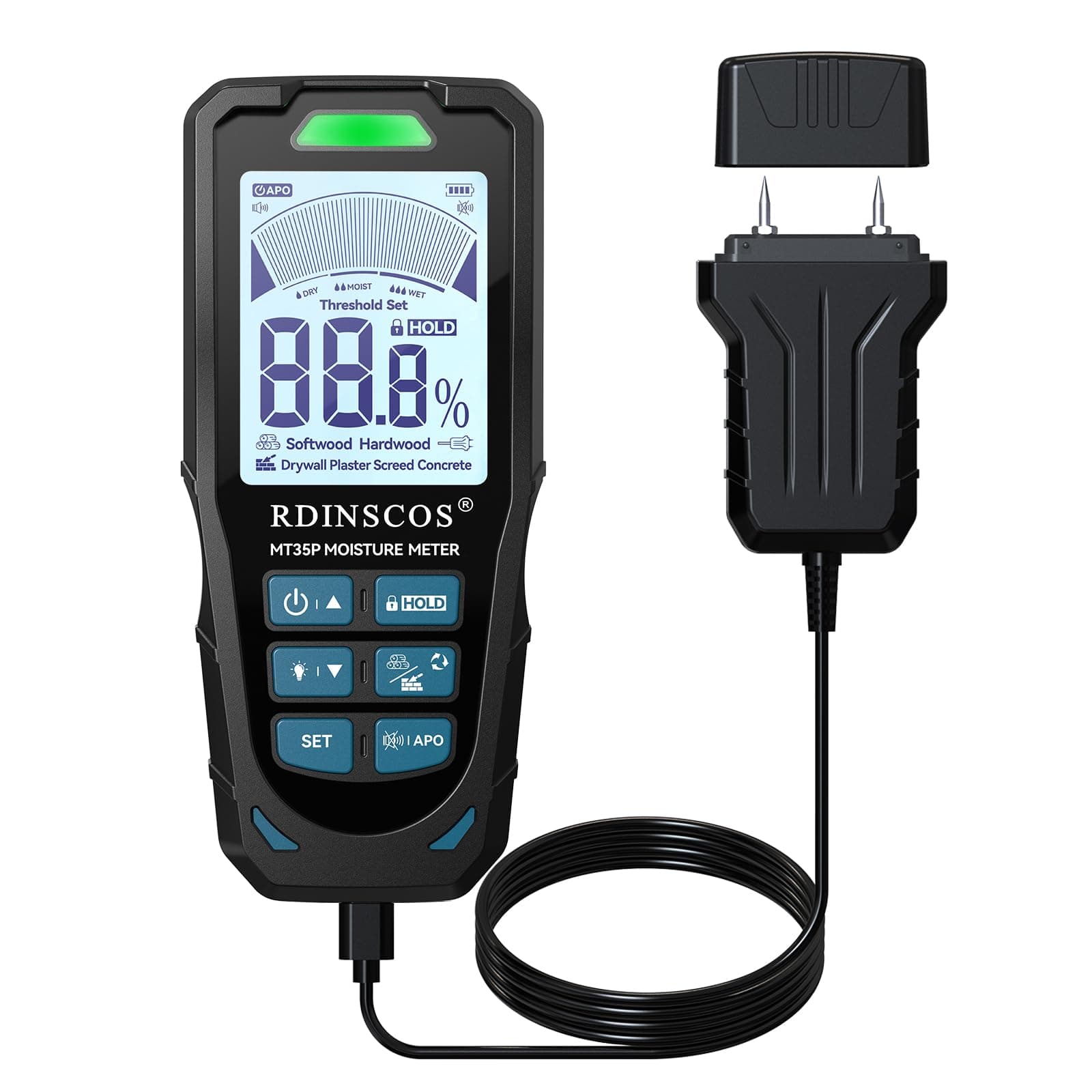 RDINSCOS Moisture Meter 2 in 1 Pin and Pinless