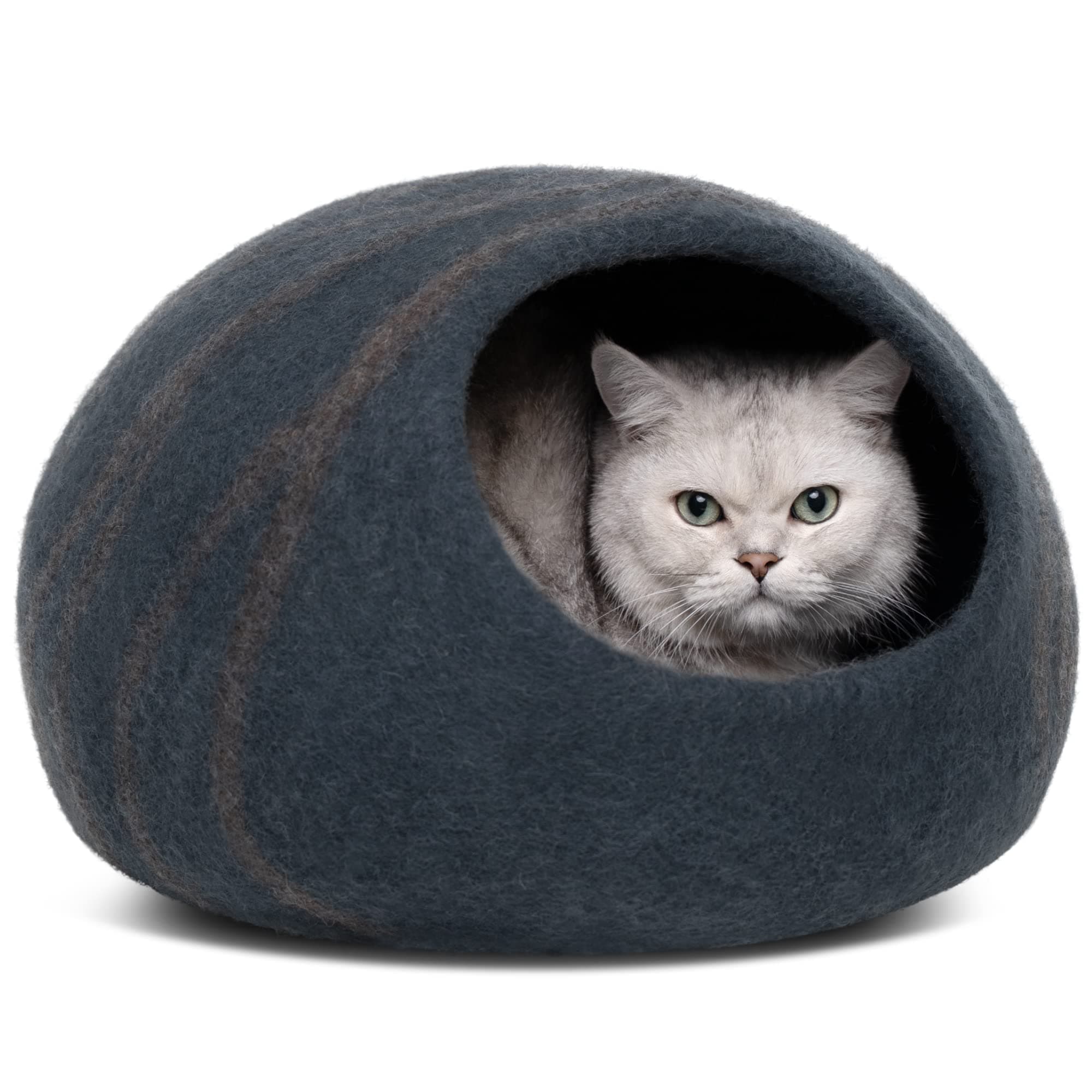 MEOWFIA Cat Cave - Merino Wool Bed for Indoor Cats (Slate Grey, Large)