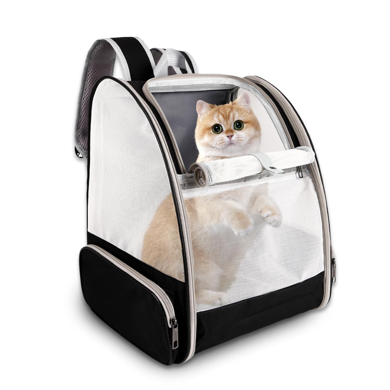 Cat Backpack Carrier,Pet Carrier Airline Approved for Small Dog Cat Puppy Kitten Bunny,Ventilated Mesh Design Animal Backpack for Hiking Camping Travel Bag (Black)