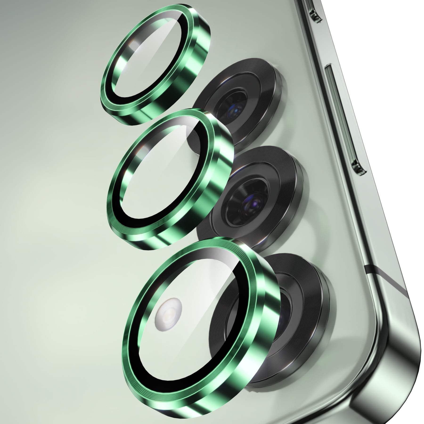 YWXTW Camera Lens Protector for Samsung Galaxy S25+ Plus Accessories [1:1 Fit & Ultra Clarity] 9H Tempered Glass Metal Individual Ring Camera Cover Screen Protector, Case Friendly (Green)