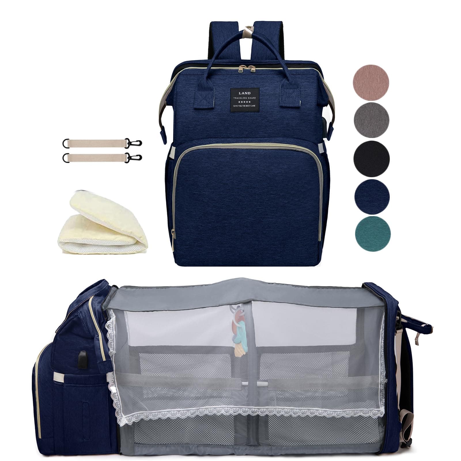 houscly Diaper Bag Backpack with Changing Station, 25L Large Capacity