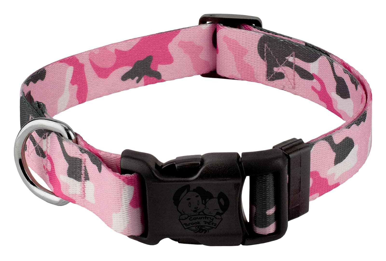 Country Brook Petz - Pink and Grey Camo Everyday Dog Collar - Made in the U.S.A. - Camouflage Collection Featuring Rugged Designs (1/2 Inch, Extra Small)