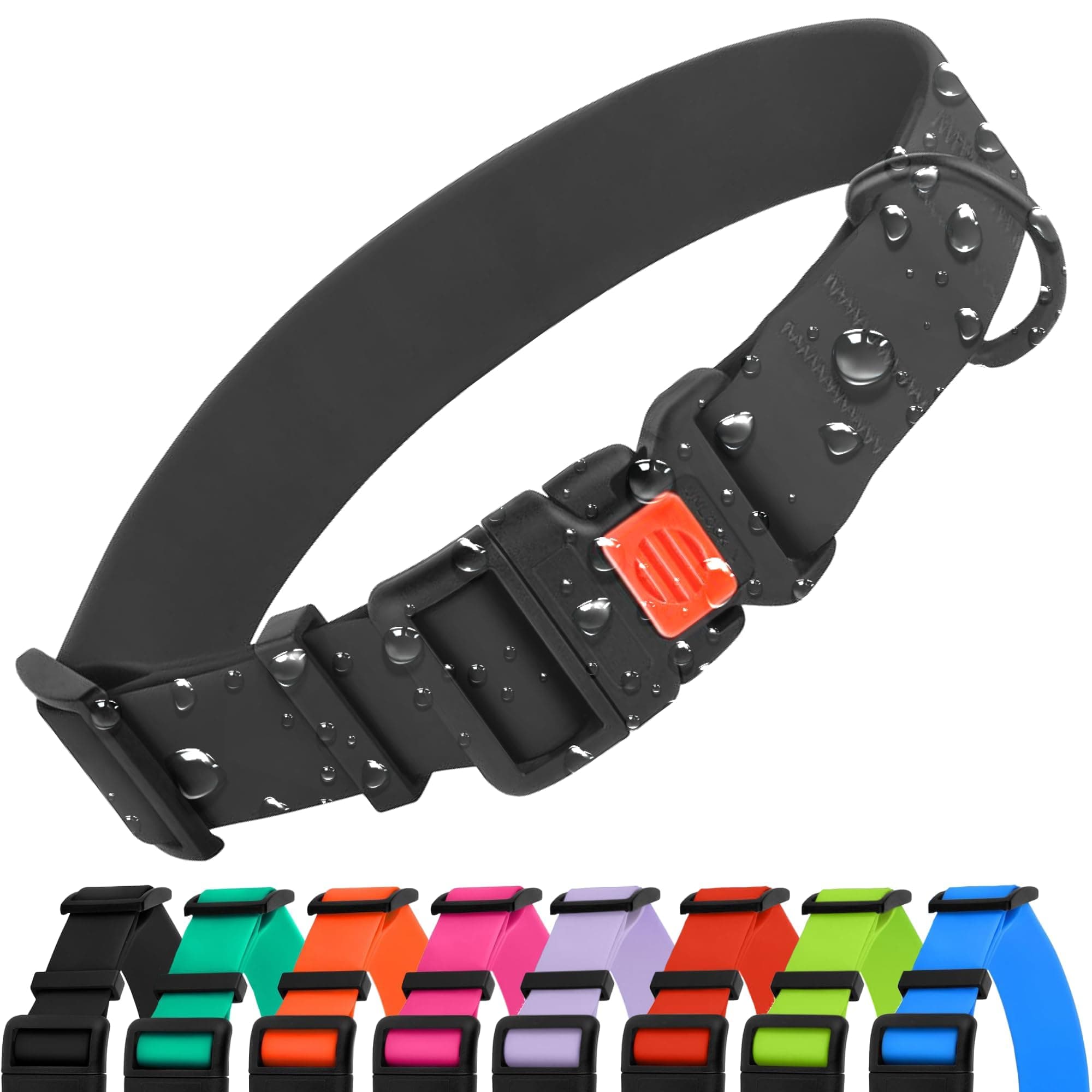 CollarDirect Waterproof Dog Collar - Silicone, Plastic Collar, Odor-Resistant, Easy to Clean, for Large, Medium, Small Dogs - Adjustable Collar with Breakaway Buckle (Neck Fit 10"-13", Black)