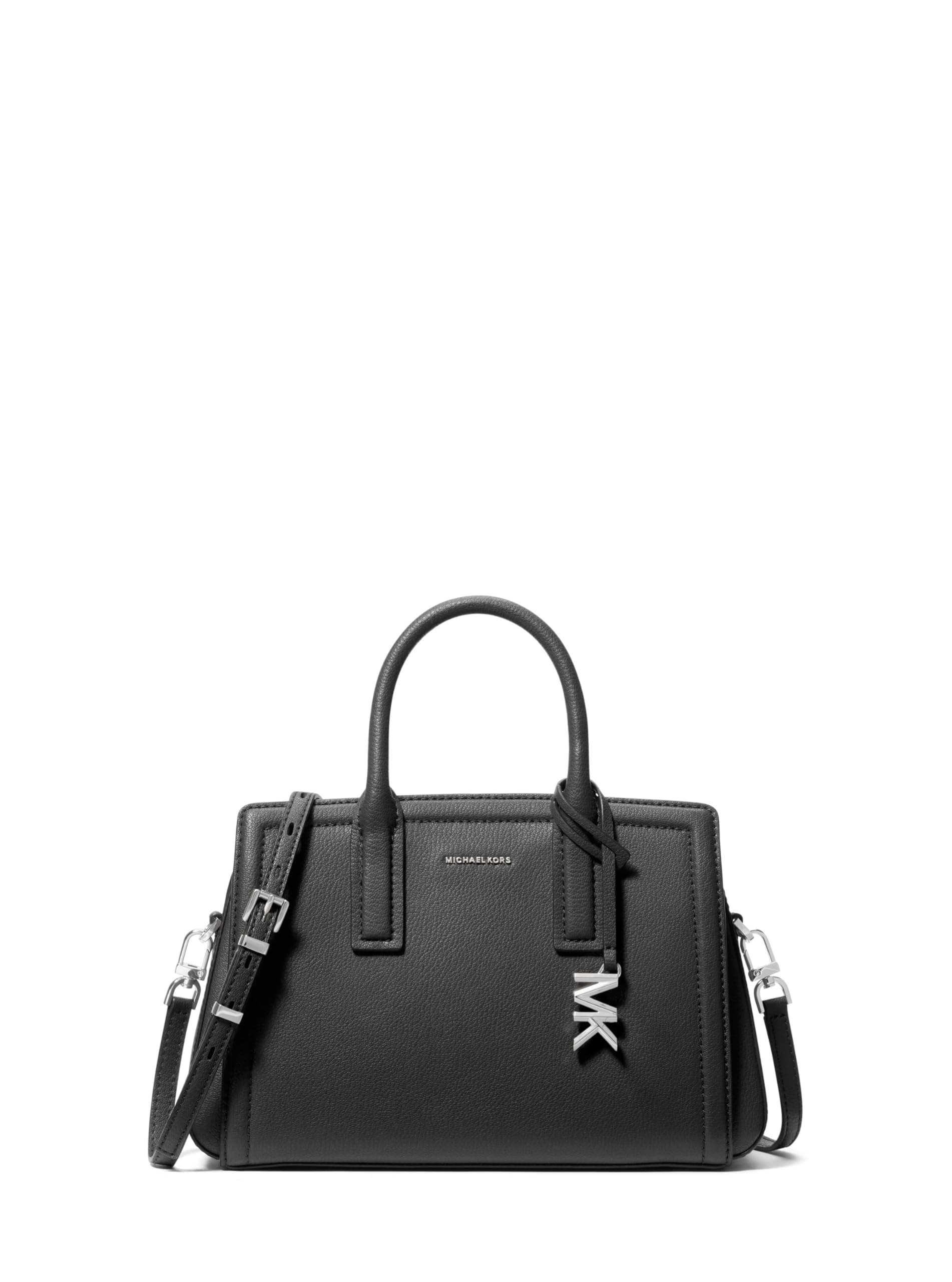 Michael Kors Womens Laila Sm Satchel, Silver-tone Hardware/Black, One Size