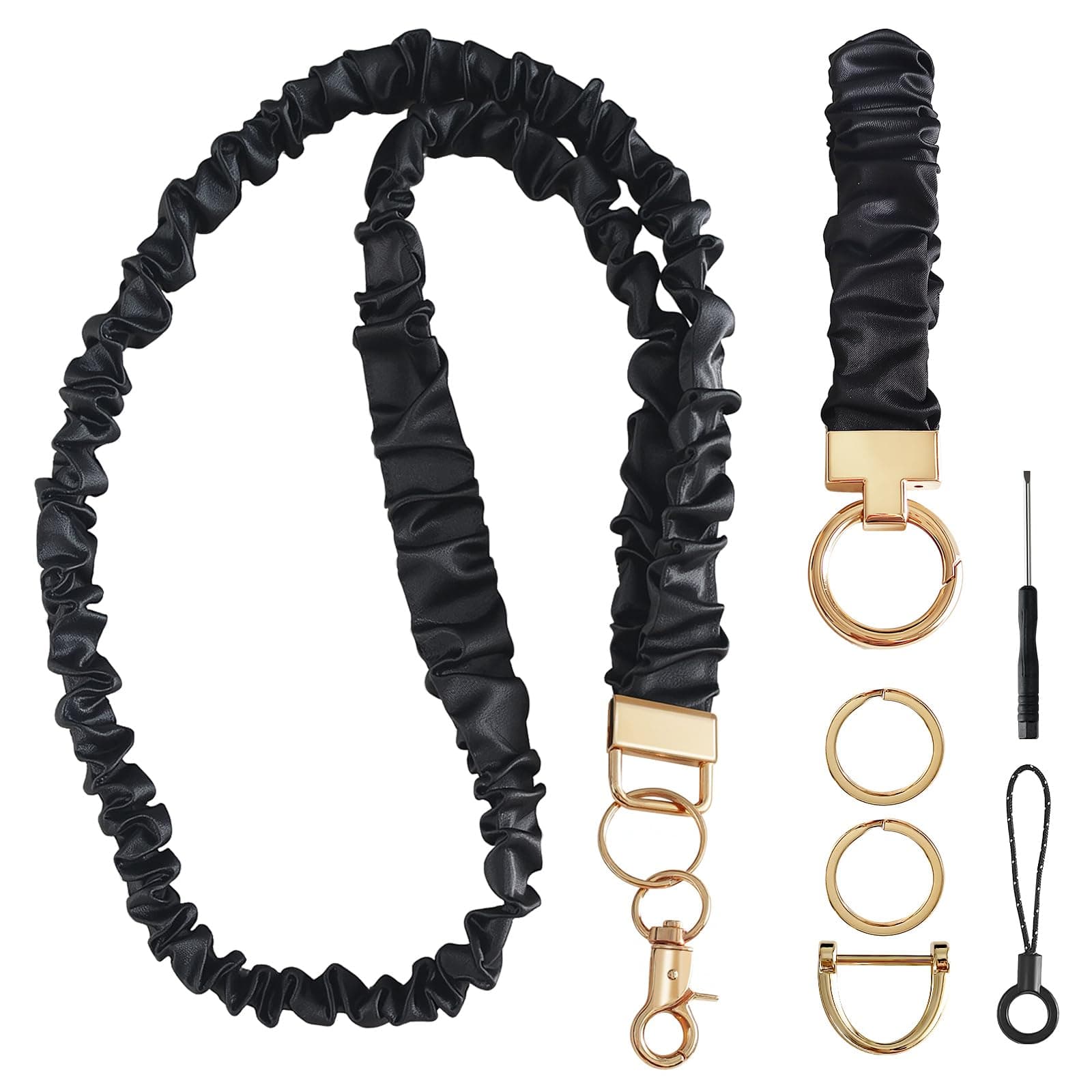 BRAYKAEST Stretchy Scrunchie Lanyard Stretchy Keychain Wristlet Set