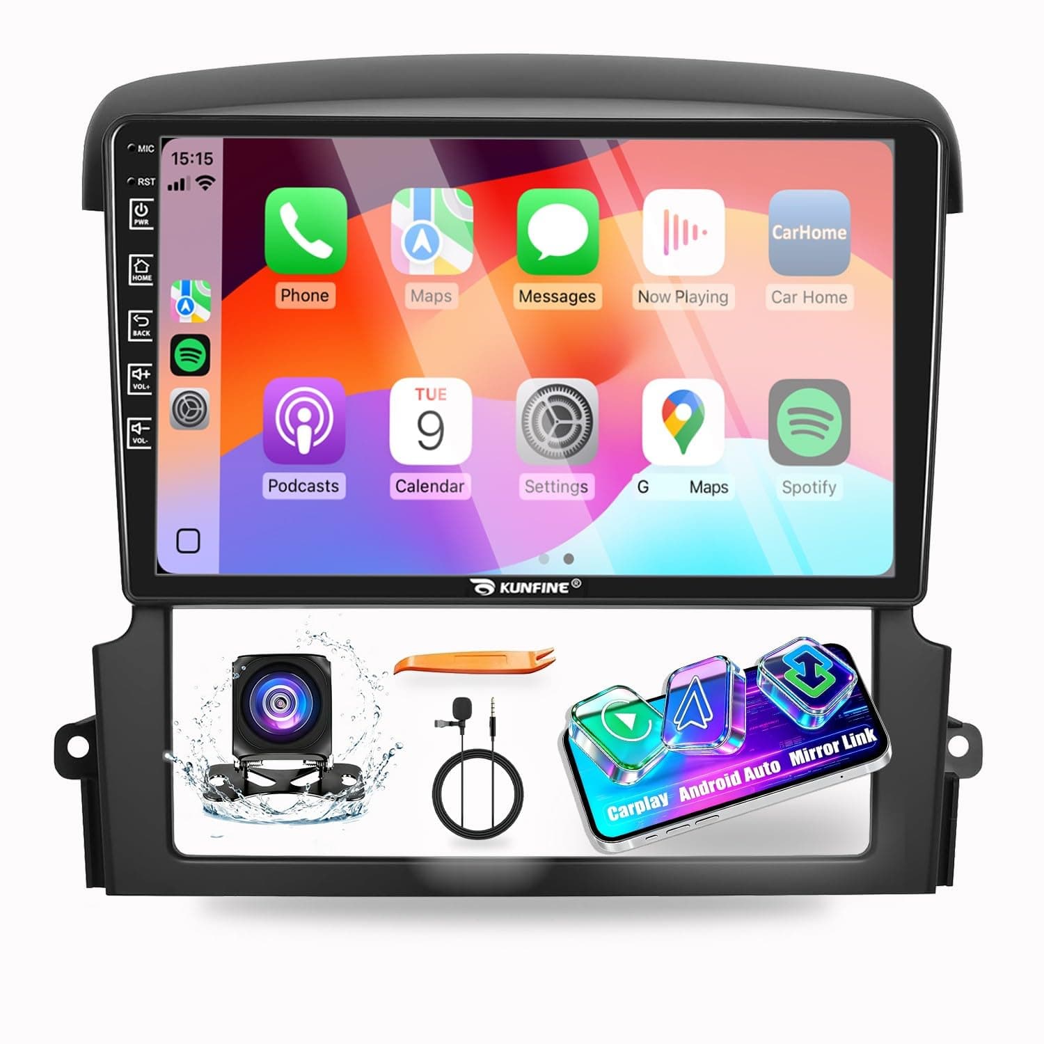 for Kia Sorento 2003-2009 Car CarPlay Android Auto Navigation Stereo GPS Radio Reverse Camera Display 9" IPS Touchscreen Headunit Tablet Pad Media Player, if Applicable Quad Core 2G+64G