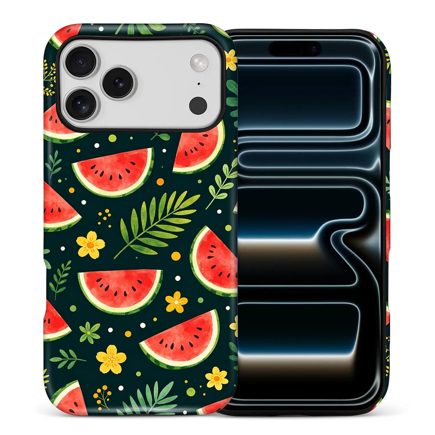 WANKBLC Compatible with iPhone 17 Pro Max Matte Case for Girl Boy Full Body Design Soft Silicone Drop Shock Scratch Protection Crazy Pattern Yellow Flower Plant Watermelon Polka Dots