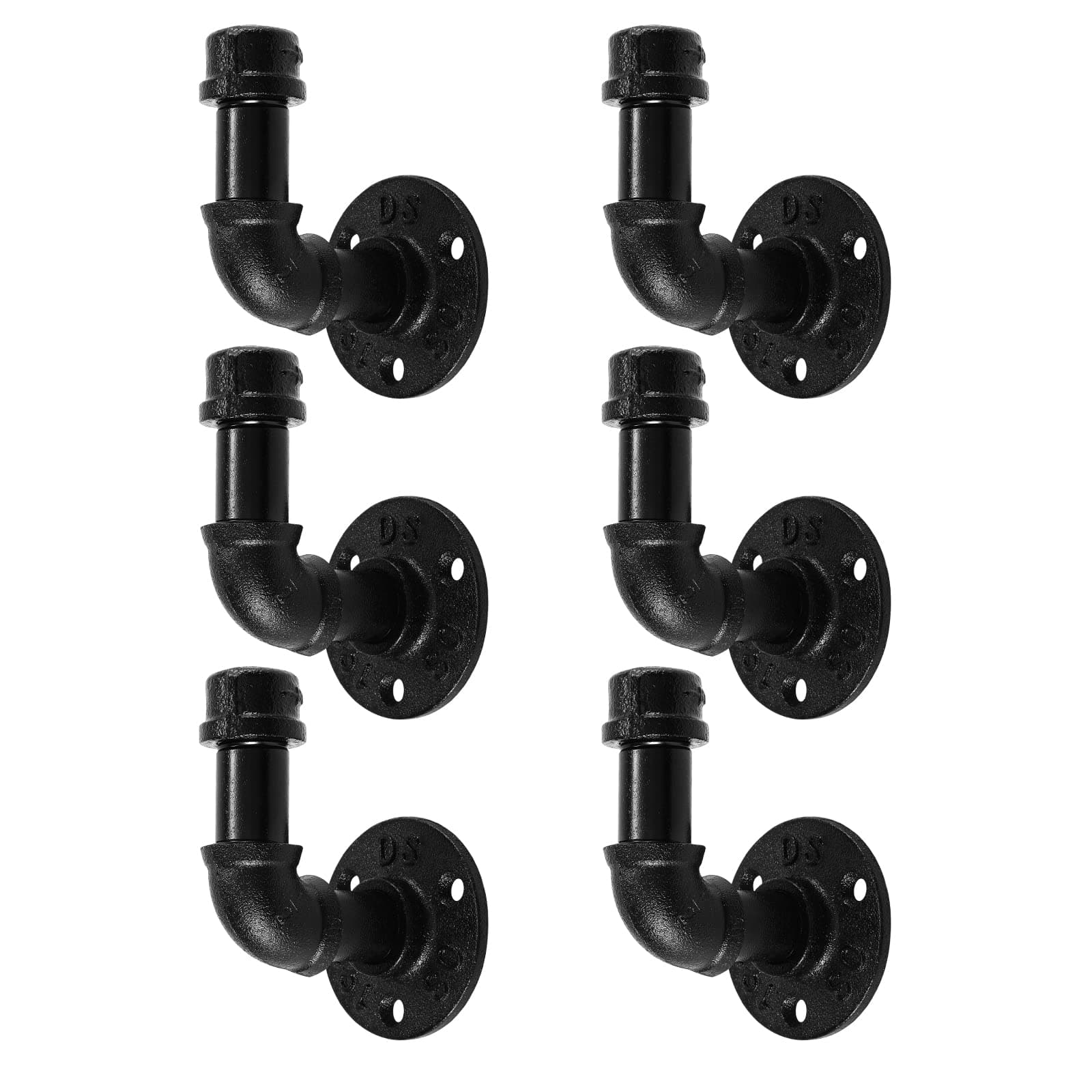 Home TZH Bathroom Towel Hooks for Hanging 6 Pack Vintage Industrial Pipe Towel Holder Black Wall Mounted Heavy Duty Hook Decorative for Farmhouse Bathroom Kitchen (6, Black)