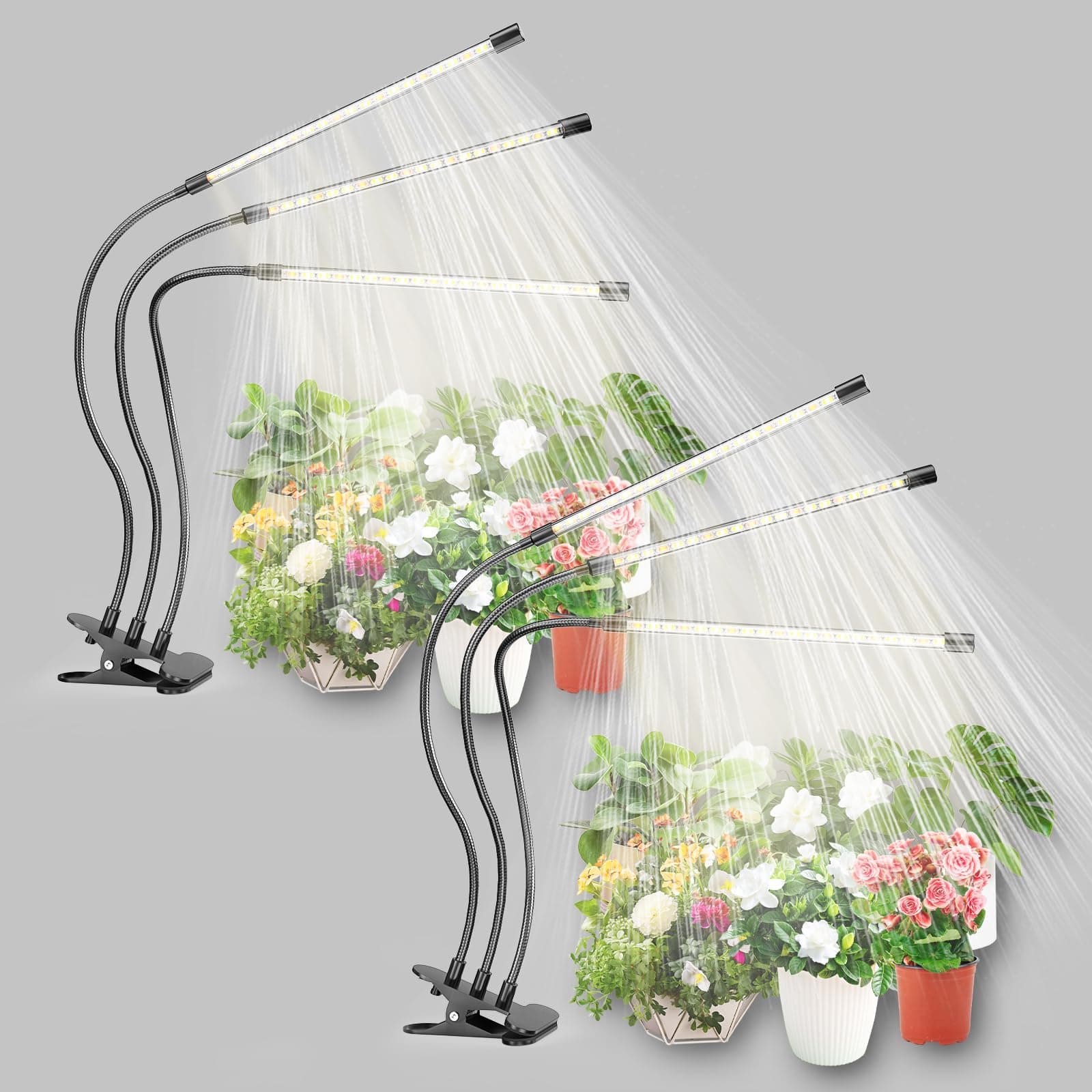 Plant Light Grow Light for Indoor Plants 2 Pack, Full Spectrum Indoor Grow Lamp, 10-Level Dimmable and Auto ON & Off Timer