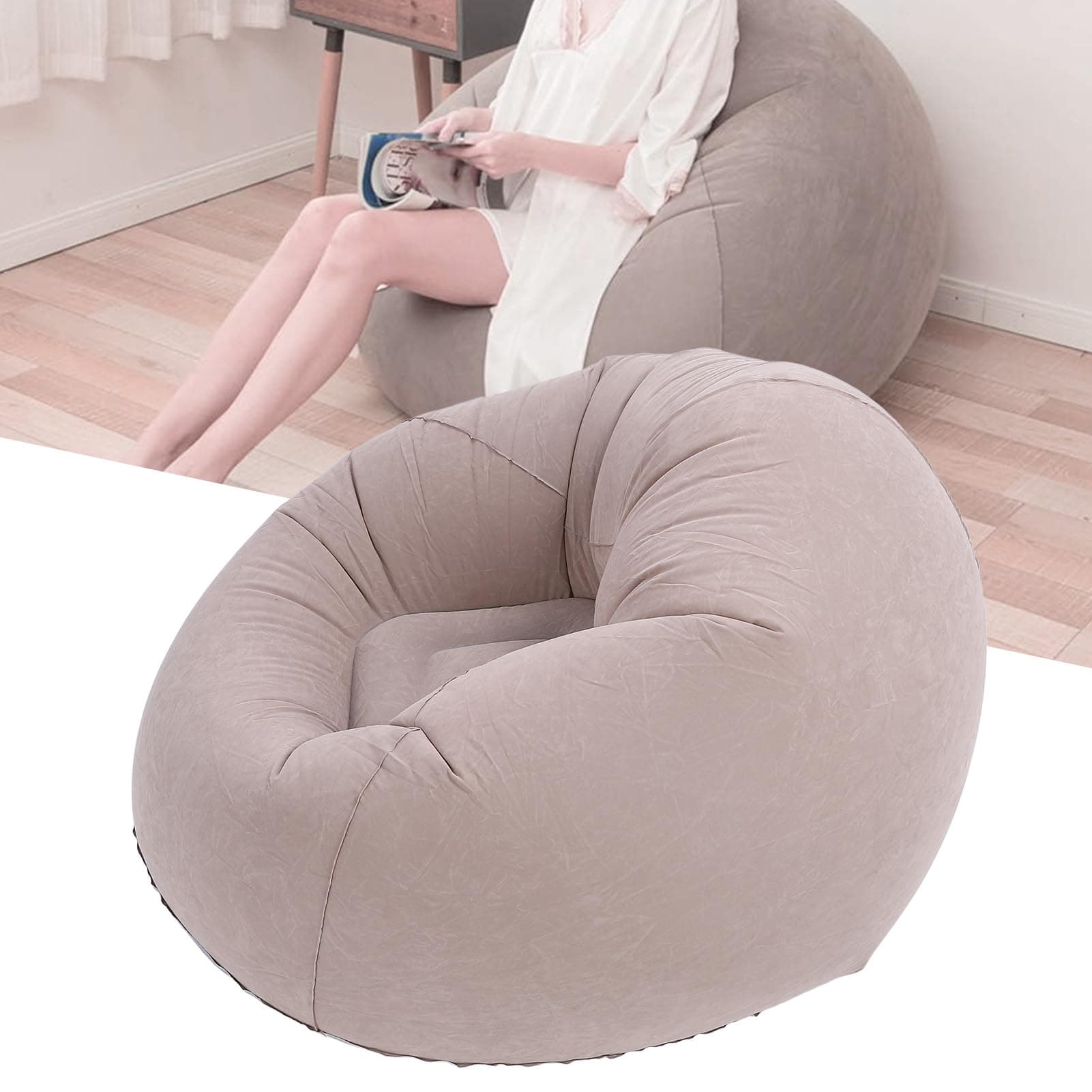 SustVita Inflatable Lounge Chair, Stylish & Comfortable, Blue, PVC, 90kg Load, Indoor/Outdoor, Great for Reading & Relaxation