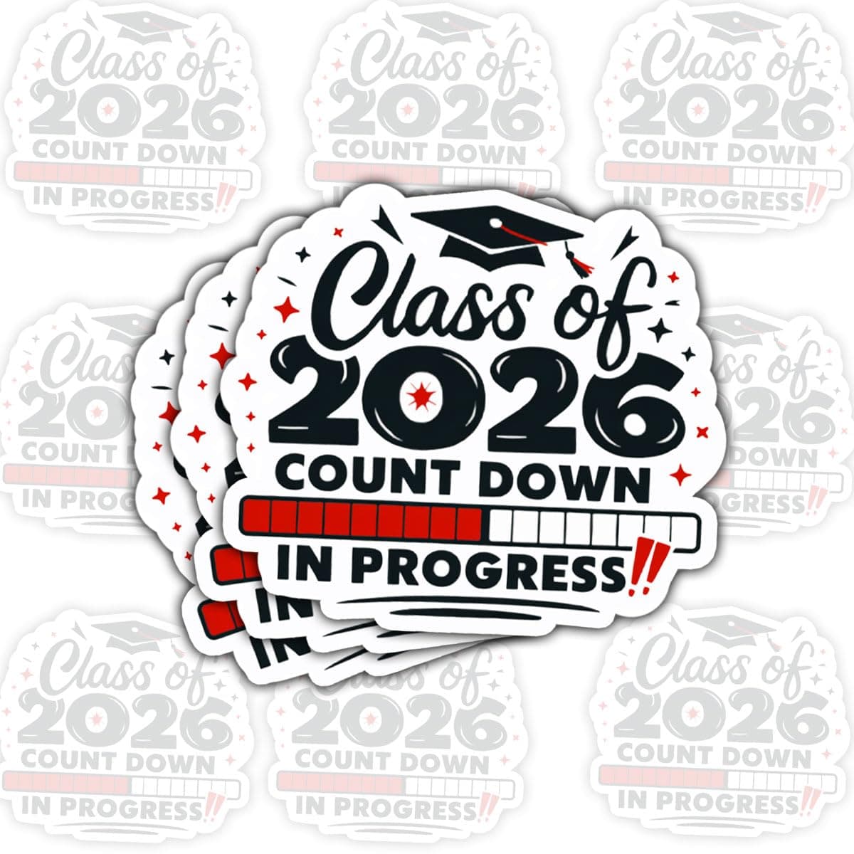 (3pcs - 3in) Senior Class of 2026 Graduation Sticker – Inspirational Class of 2026 Quote Vinyl Decal Waterproof for Laptop, Water Bottle, Car, Tumbler (6 Red, 3 Inches)