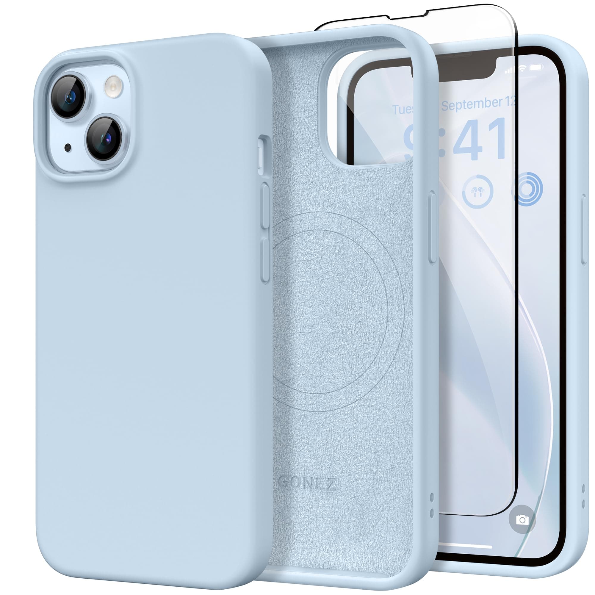 GONEZ Magnetic for iPhone 13/14 Case, Silicone Cover Blue