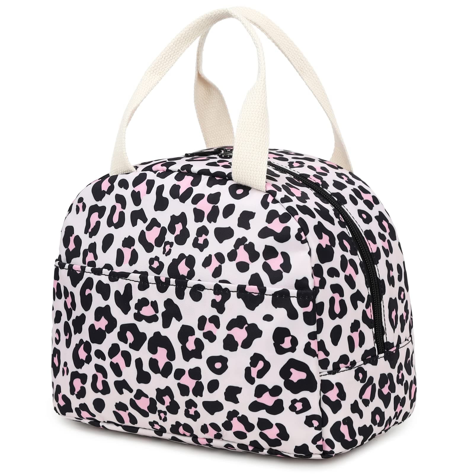 Leopard Insulated Lunch Bag for Women Girls, Reusable Lunch Box Picnic Tote Bags for Adults Kids School Work Travel