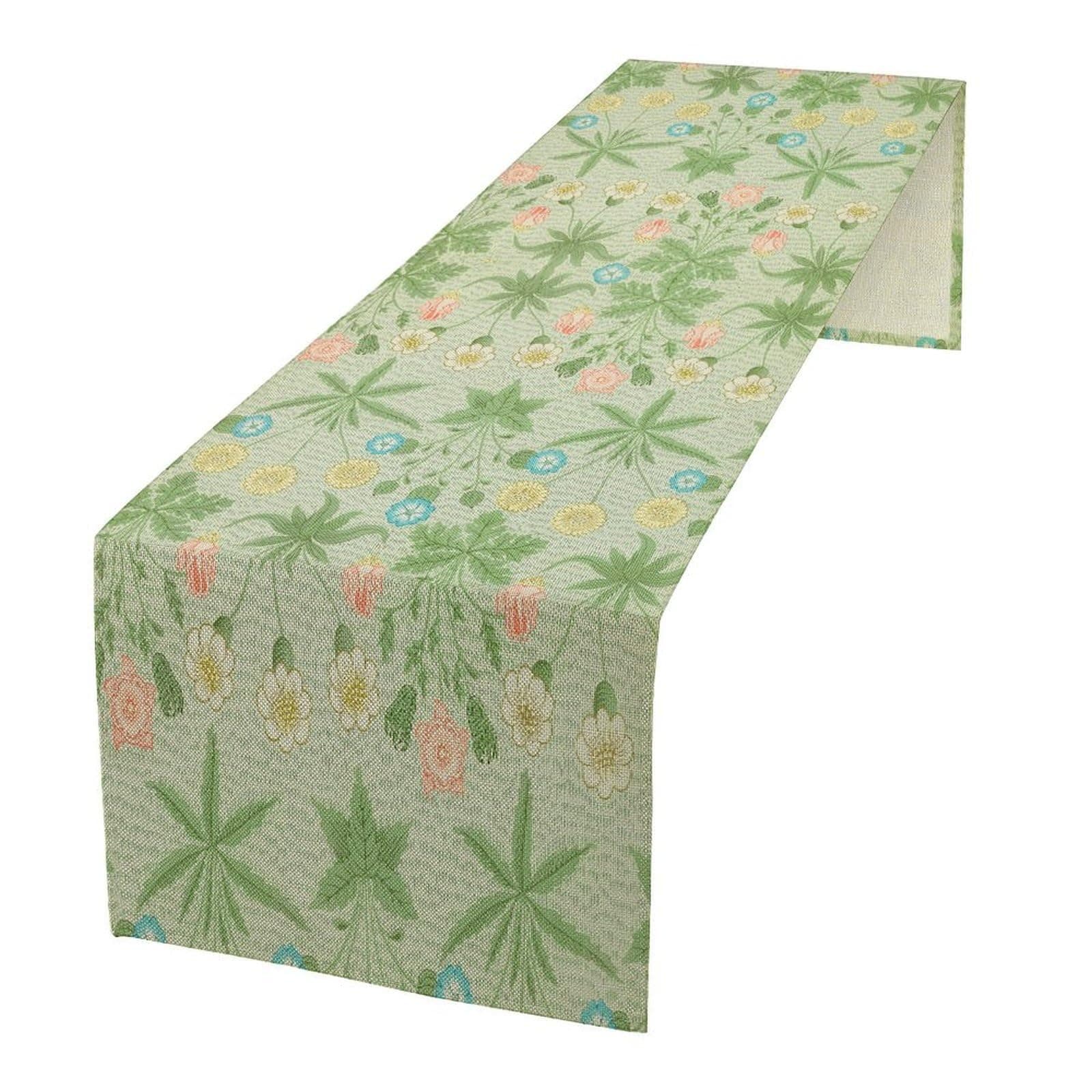 William Morris Floral Table Runner, Watercolor Vintage Flower Art Style Boho Chic Retro Floral Pattern Print Table Runner for Home Kitchen Dining Table Decoration,13x90 Inch