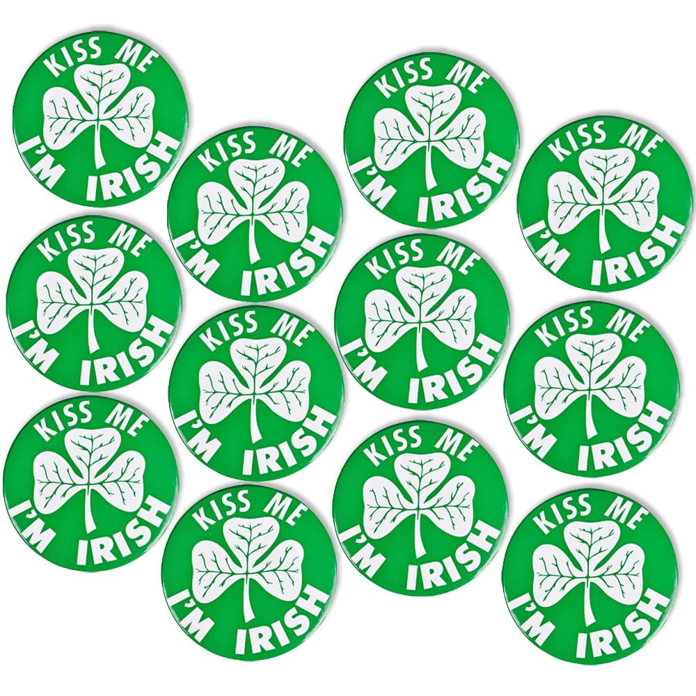 Rhode Island Novelty Saint Patrick's Day Kiss Me I'm Irish Button (12 per Order)