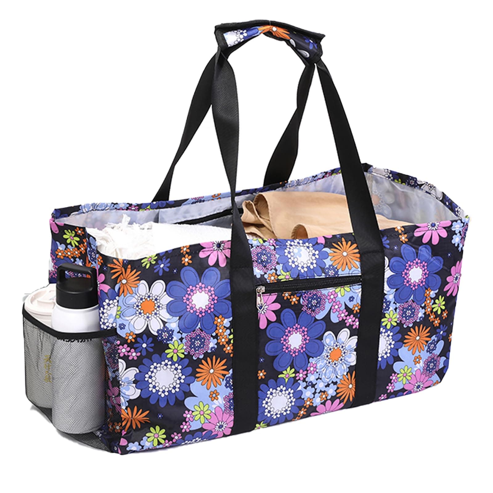 Extra Large Utility Tote Bag - Reusable Grocery Bags Foldable Heavy Duty, Little Flower, X-Large