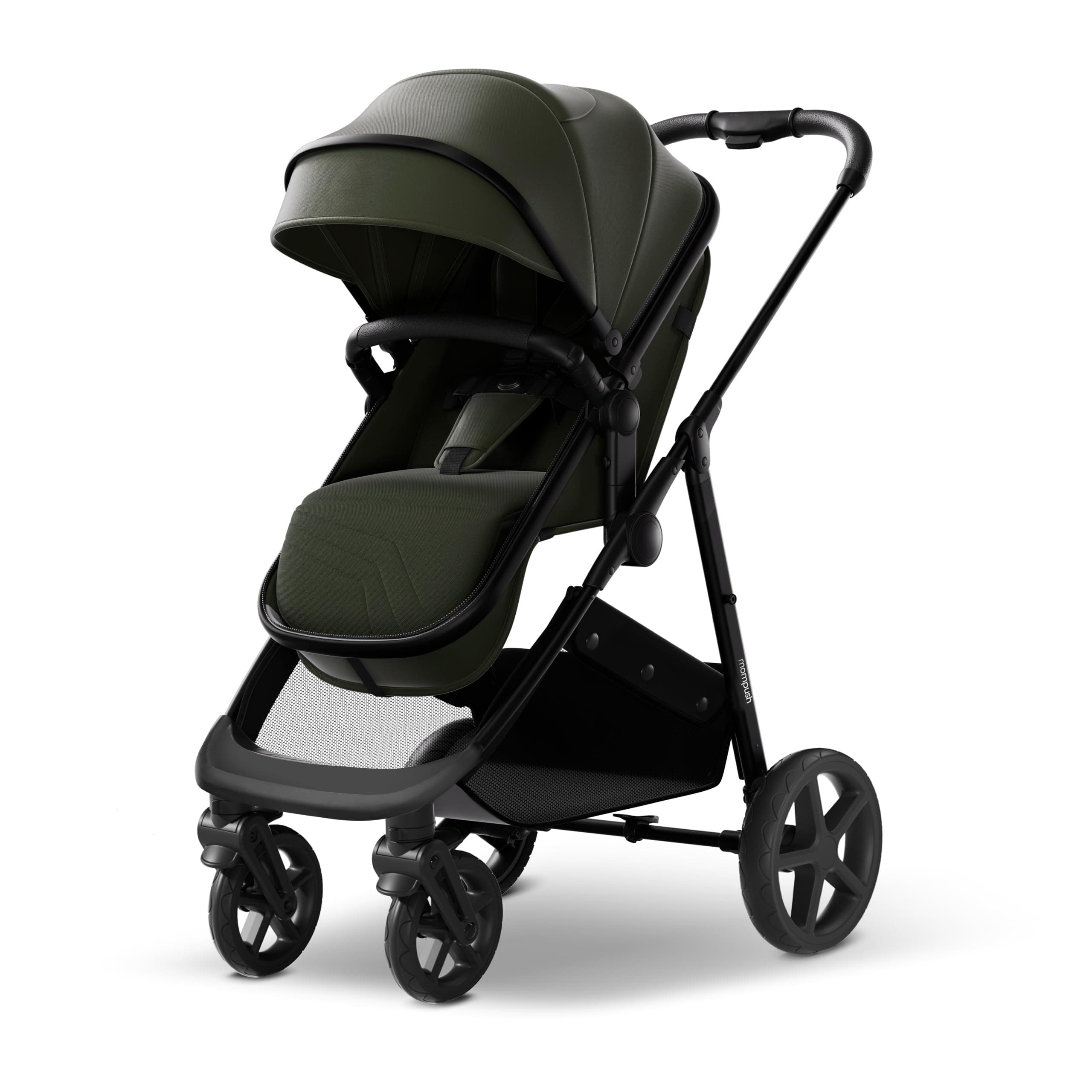 Mompush Wiz 2-in-1 Bassinet Stroller Reversible Seat, One-Hand Fold, Forest