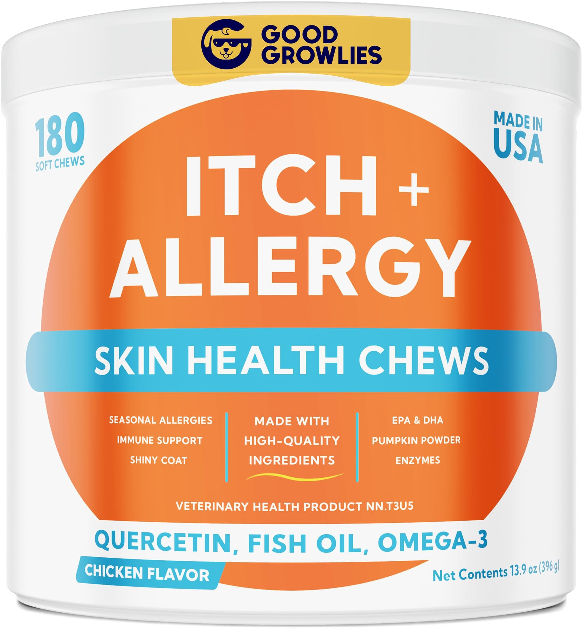 Dog Allergy Relief Chews - Anti-Itch Skin & Coat Supplement with Omega 3