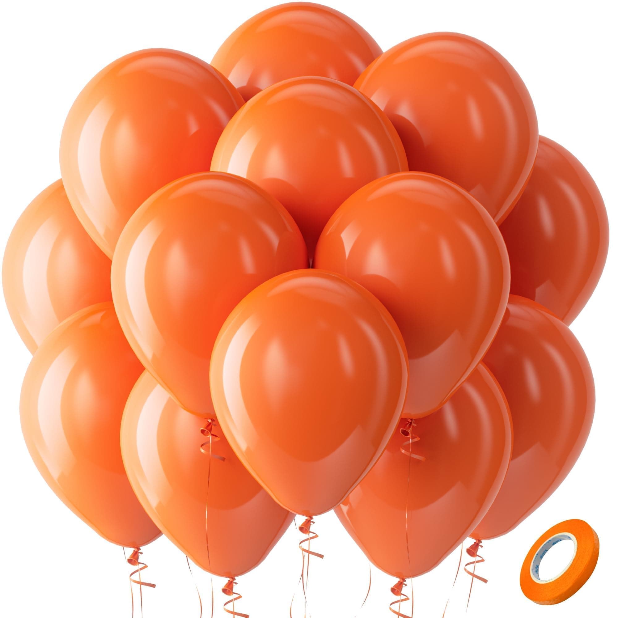 Bezente Orange Balloons Latex Party Balloons - 100 Pack 12 inch Orange Round Helium Balloons for Birthday Baby Shower Halloween Party Decoration