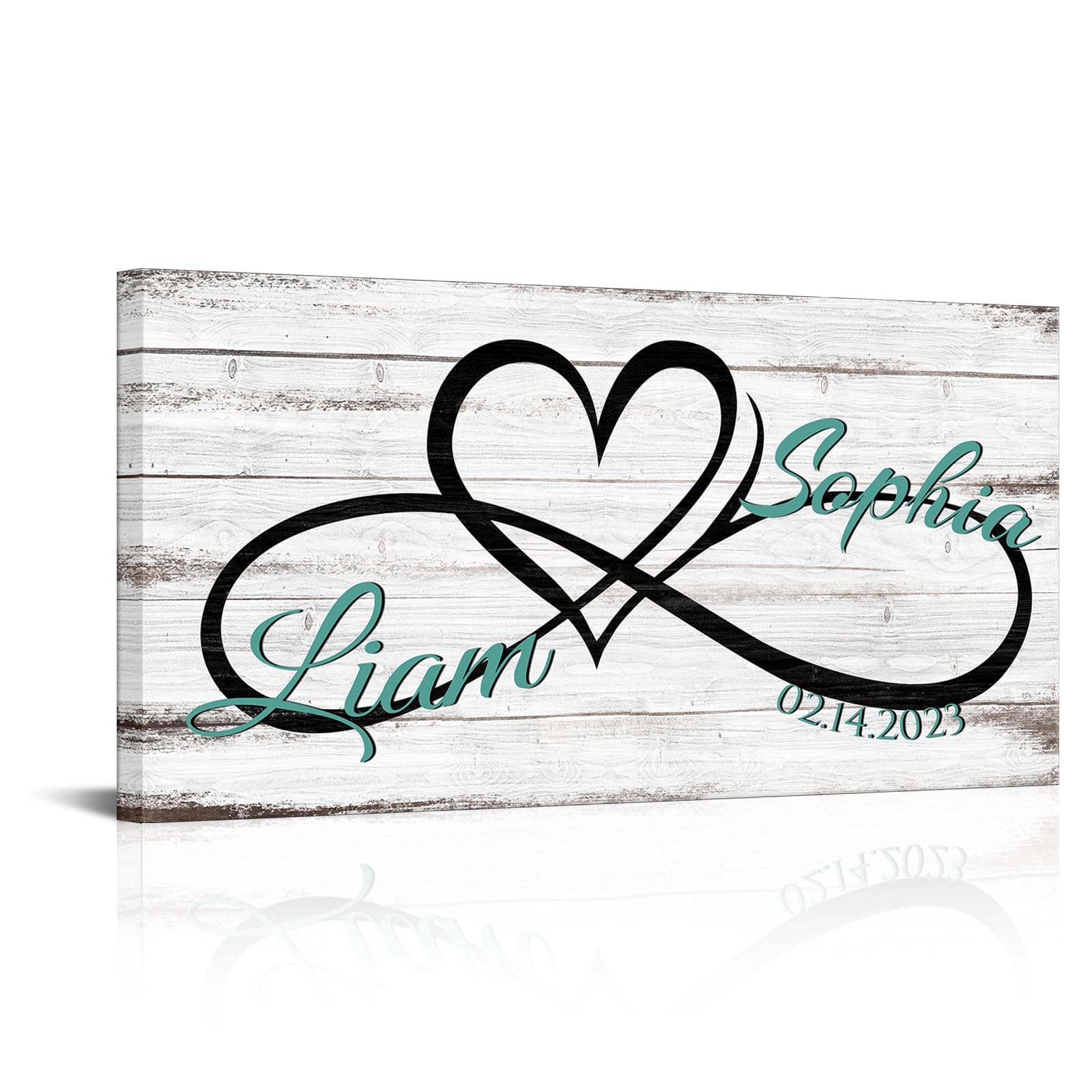 iLOOKLiKE Couples Gift Ideas Personalized Couple'S Names and Special Date on Infinity Sign Canvas Wall Art Decor for Him Her Wife Husband Lovers Anniversary Wedding Newlywed Engagement