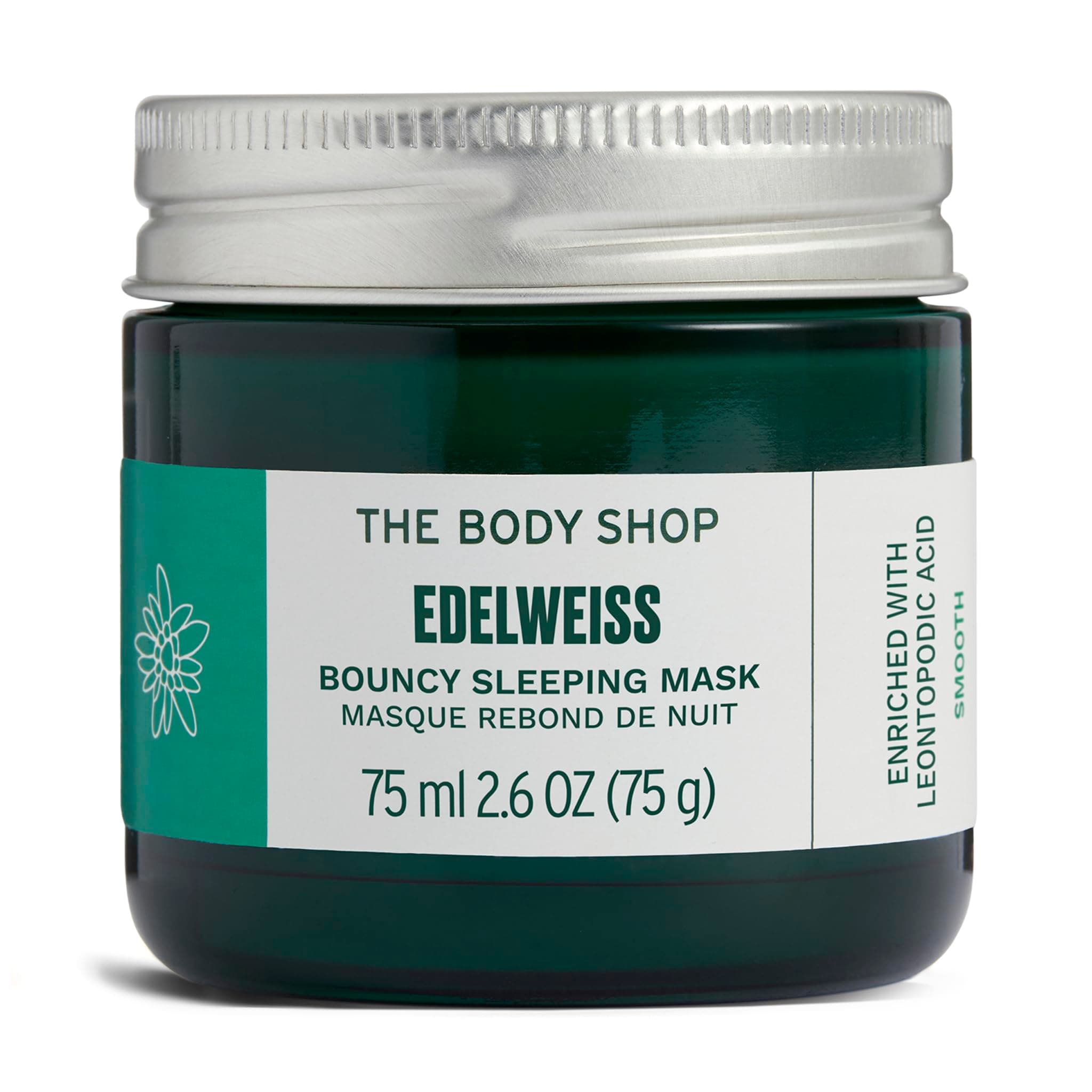 The Body Shop Edelweiss Bouncy Sleeping Mask | Hydrating Overnight Face Mask with Hyaluronic Acid | Smoothing & Plumping, for All Skin Types, 75 ml / 2.6 oz