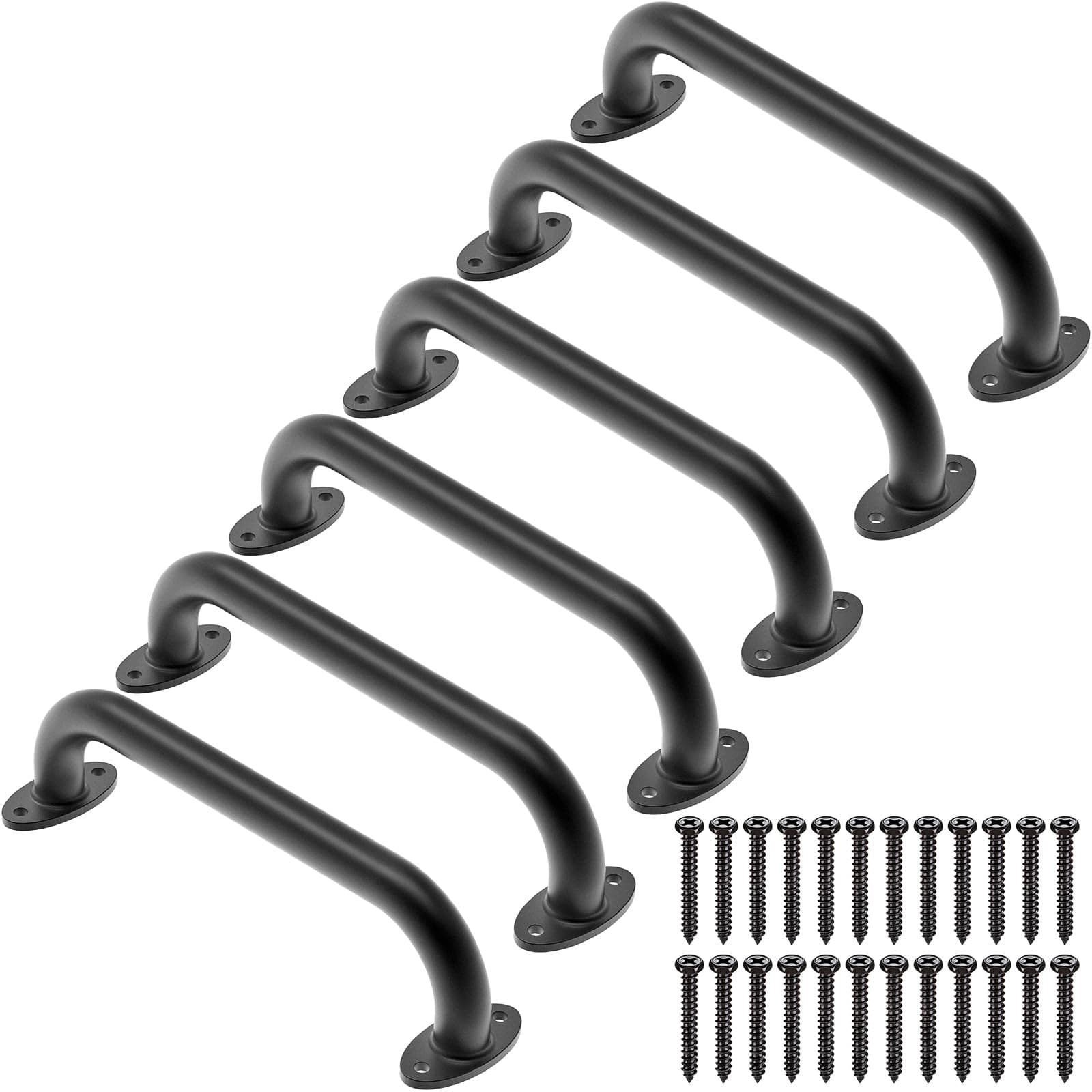 Dolibest 6 Pack 12-Inch Safety Handle, Metal Safety Playground Handles,Sturdy Playground Handle Bars & Wider Base Design, Playset Handles for Climbing Frame, Treehouse, Swing Set Accessories-Black