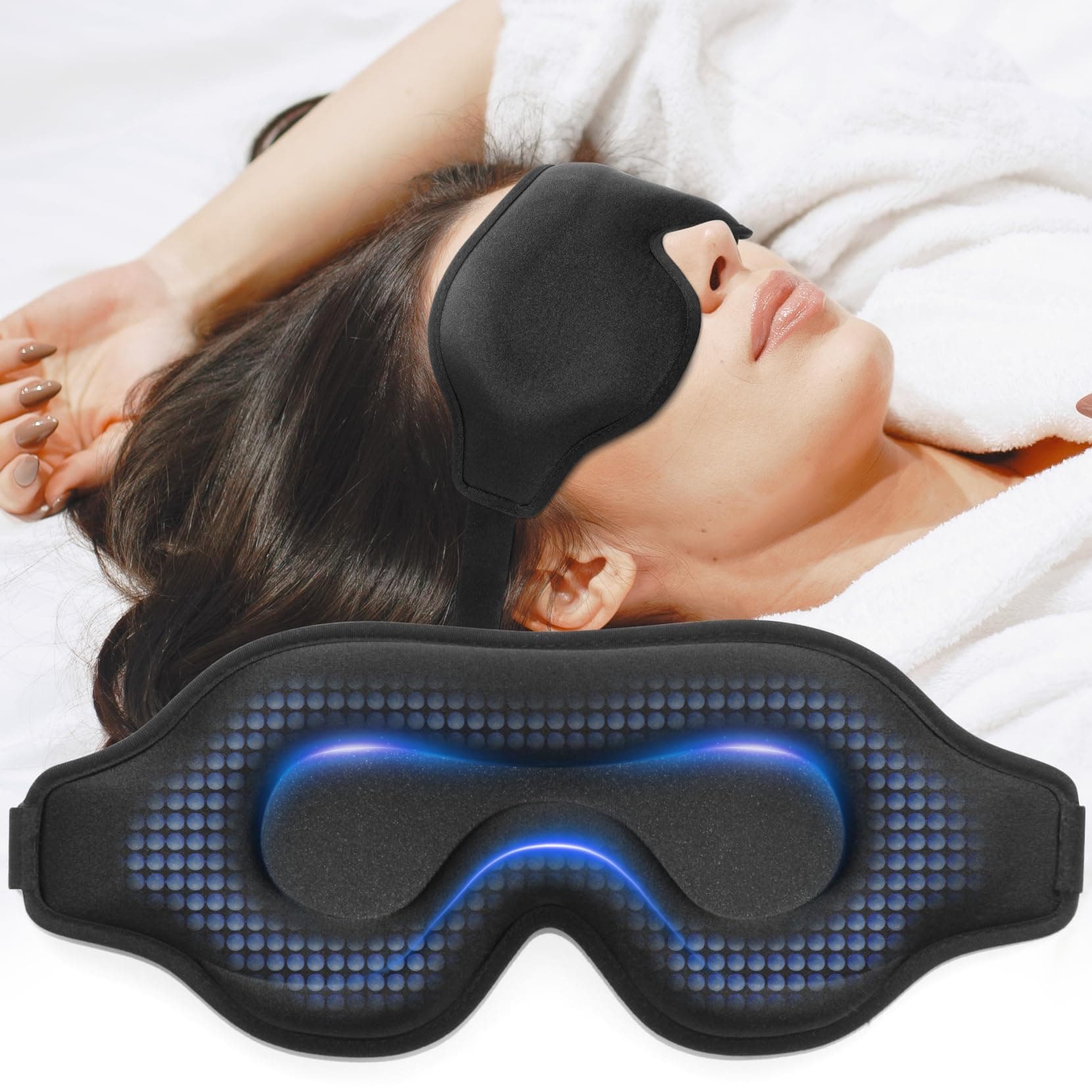 3D Weighted Eye Mask for Lash Extensions, Eye Covers for Sleep, Black