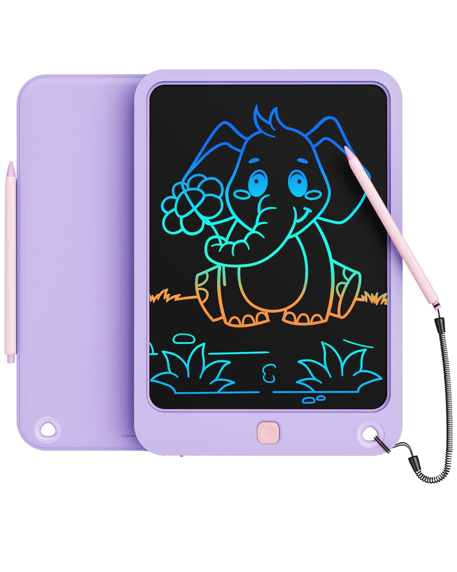 LCD Writing Tablet 10 Inch, Colorful Electronic Doodle Board Drawing Tablet, Memo Board, Drawing Pads with Lanyard, Travel Educational Toys Gifts for Kids Toddlers (Purple)