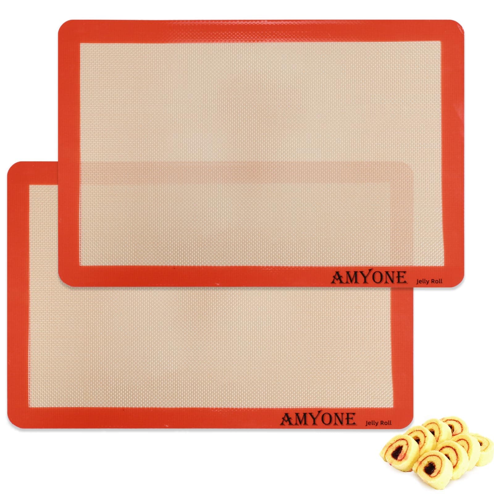 AMYONE Silicone Baking Mats for 10x15" Jelly Roll Pan, Platinum, 2PCS