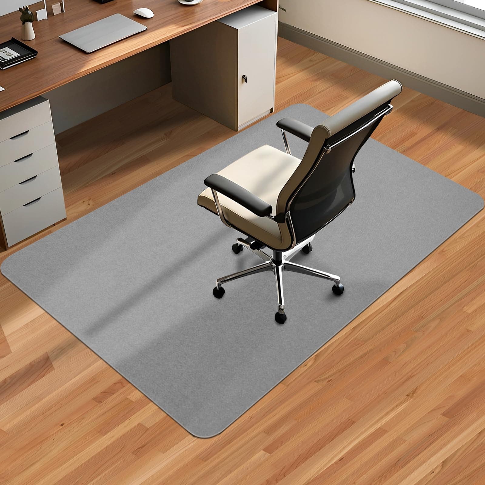 Office Chair mat for Hardwood Floor - Large Non-Slip Desk Chair Mat, Under Desk Rug, Protects Hardwood and Tile Floors, Reduces Noise (Light Grey, 36X55 in)