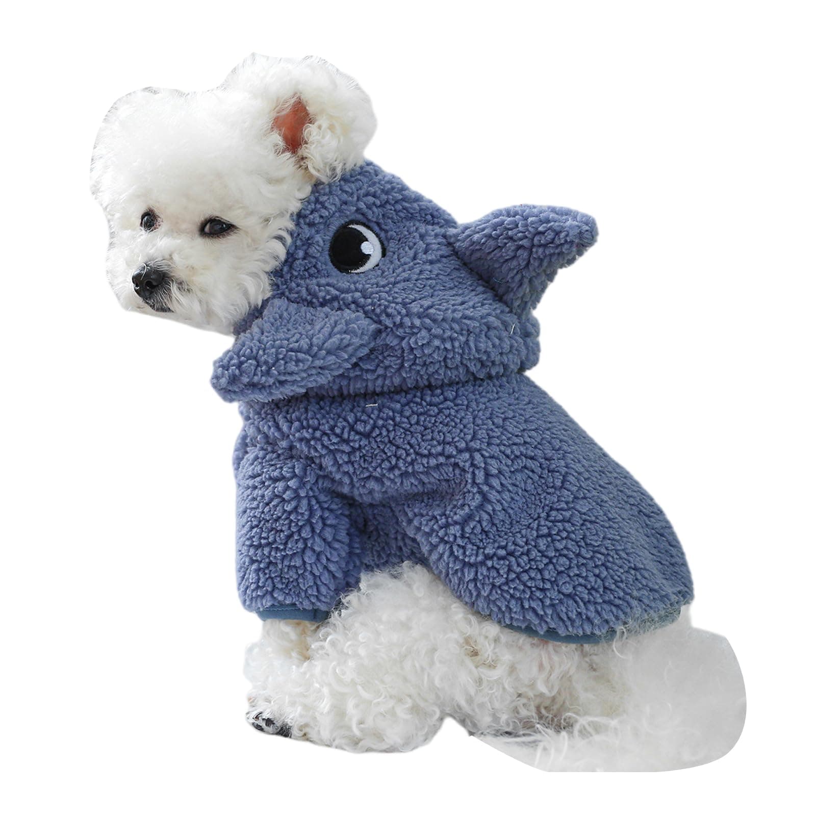 Dog Shark Sweater Coats Puppy Cute Fleece Hooded Jacket Cozy Warm Small Dog Winter Sherpa Hoodies Lightweight Soft Pajamas Chihuahua Yorkie Clothes Christmas Holiday Birthday Dog Sweatshirt Coats