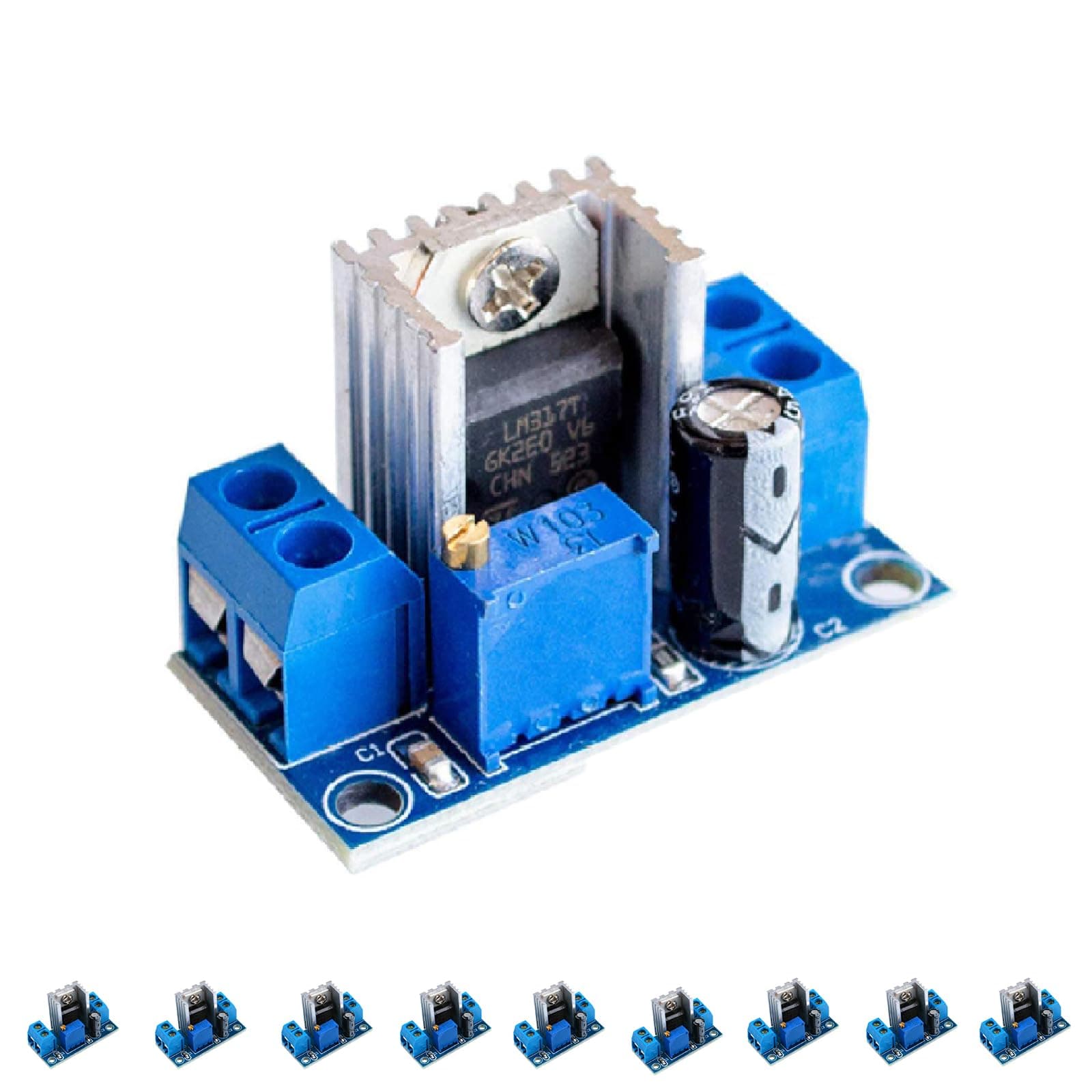 10 Packs LM317 DC-DC Converter Buck Circuit Board Module, Linear Regulator, LM317 Adjustable Voltage Regulator Power Supply