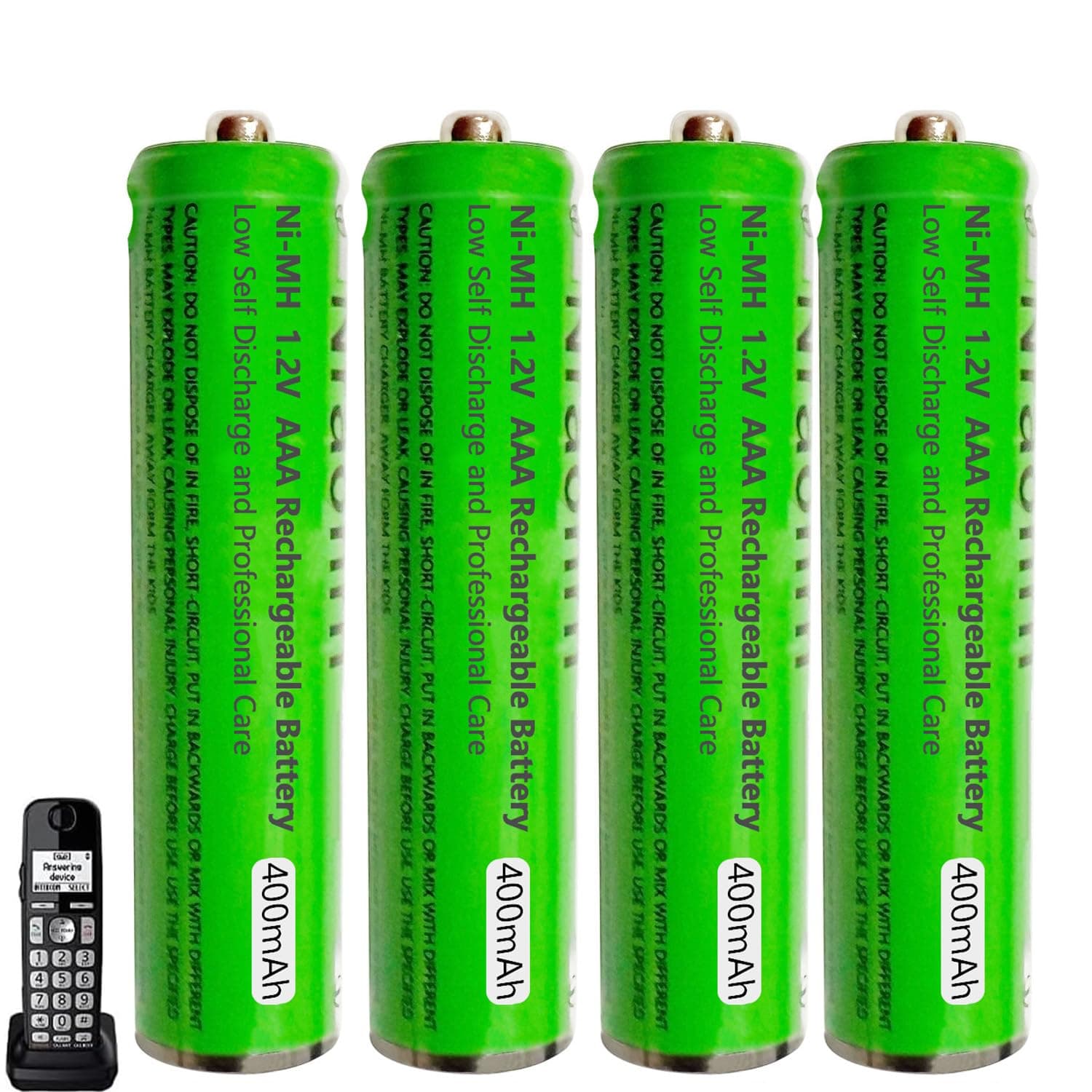 4 Pack Ni-MH AAA Rechargeable Batteries for Panasonic, 400mah AAA Ni-MH Rechargeable Batteries 1.2V for Cordless Phones, Remote Controls, Electronics