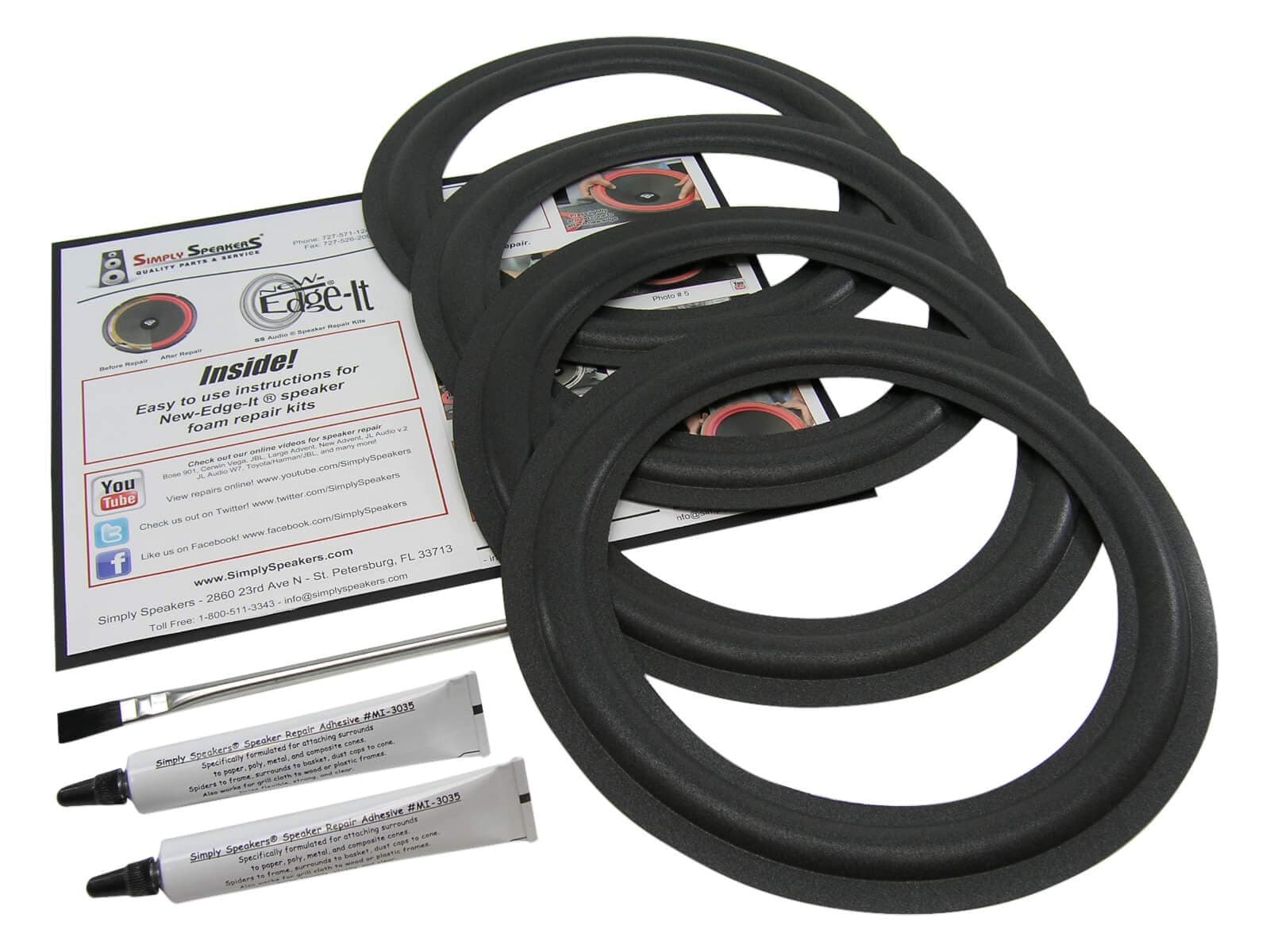 Infinity RS IIa, RSIIb, RS IIIa, RS IIIb, 10" 4-Pack Speaker Foam Surround Repair Kit FSK-10i
