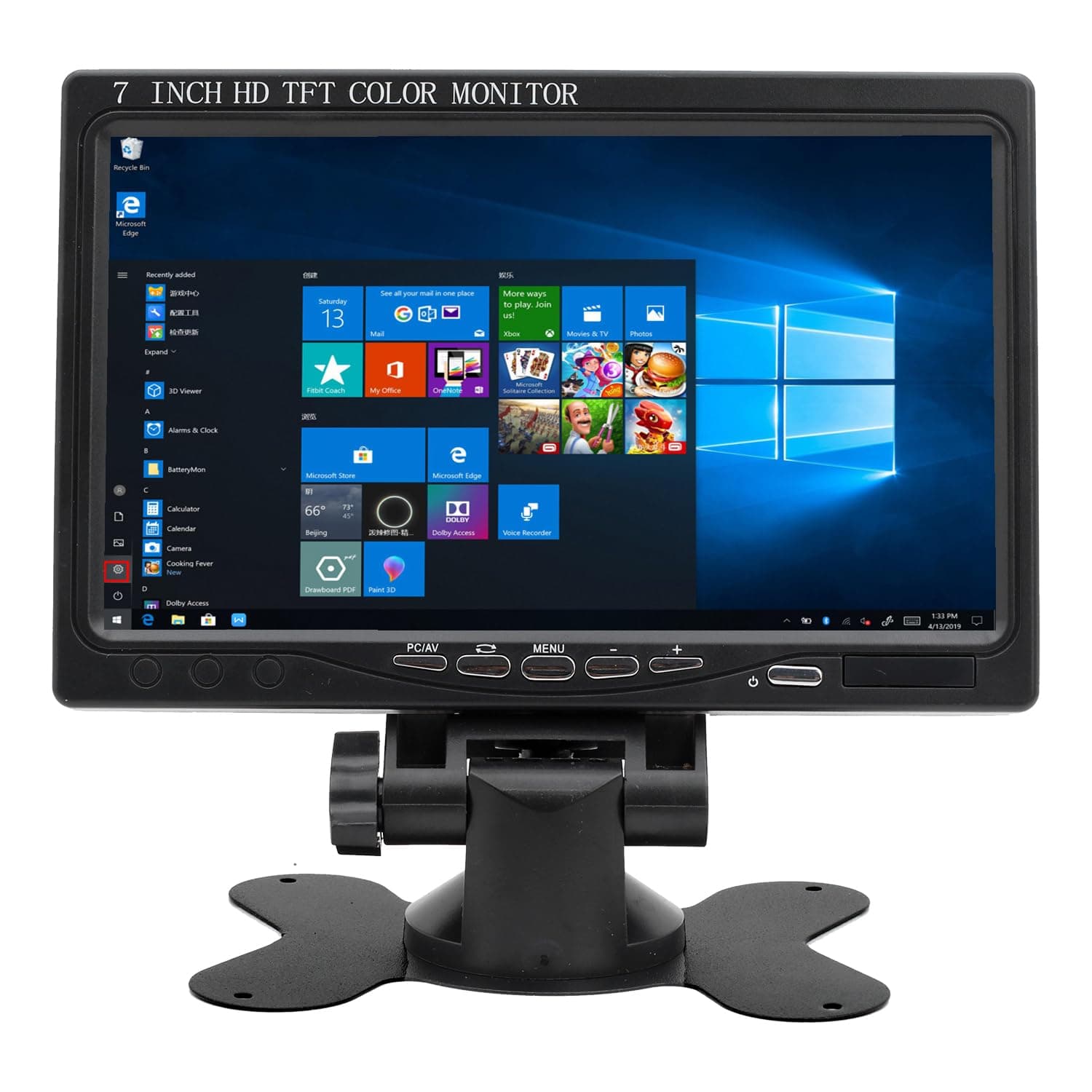 Vanxse 7 inch Small HDMI Monitor 1024x600 Resolution Small 1080P Portable IPS Monitor with Built-in Speakers HDMI VGA AV Input for Gaming CCTV Security Camera Raspberry Pi PC