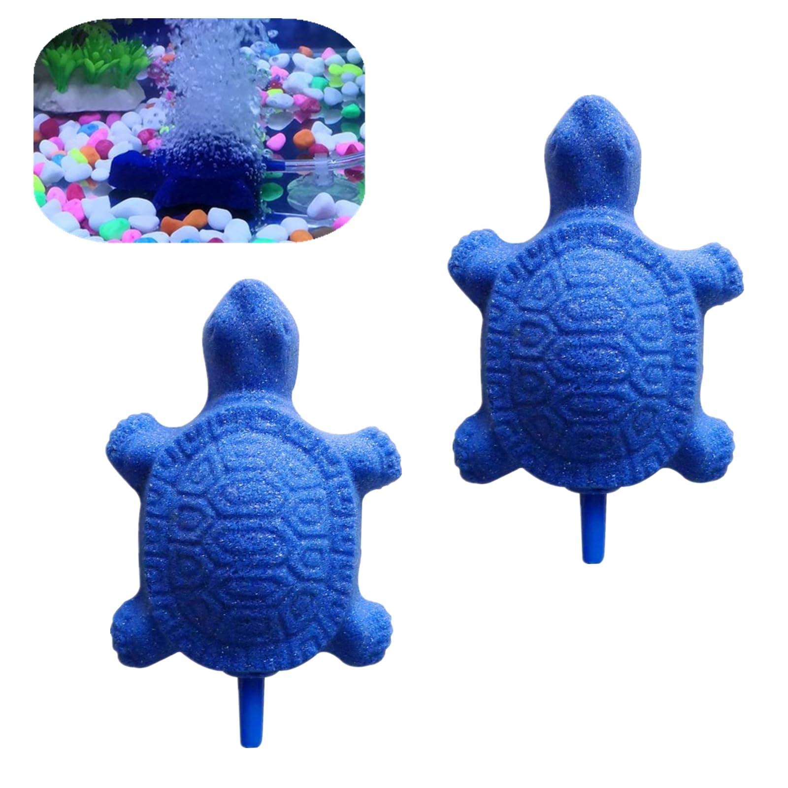 2 PCS Turtle Aquarium Bubble Air Stone Professional Aquarium Aerator Fish Tank Aerator Turtle Air Stone Turtle Aquarium Accessories for Aquariums, Fish Tanks, Hydroponics(Blue)