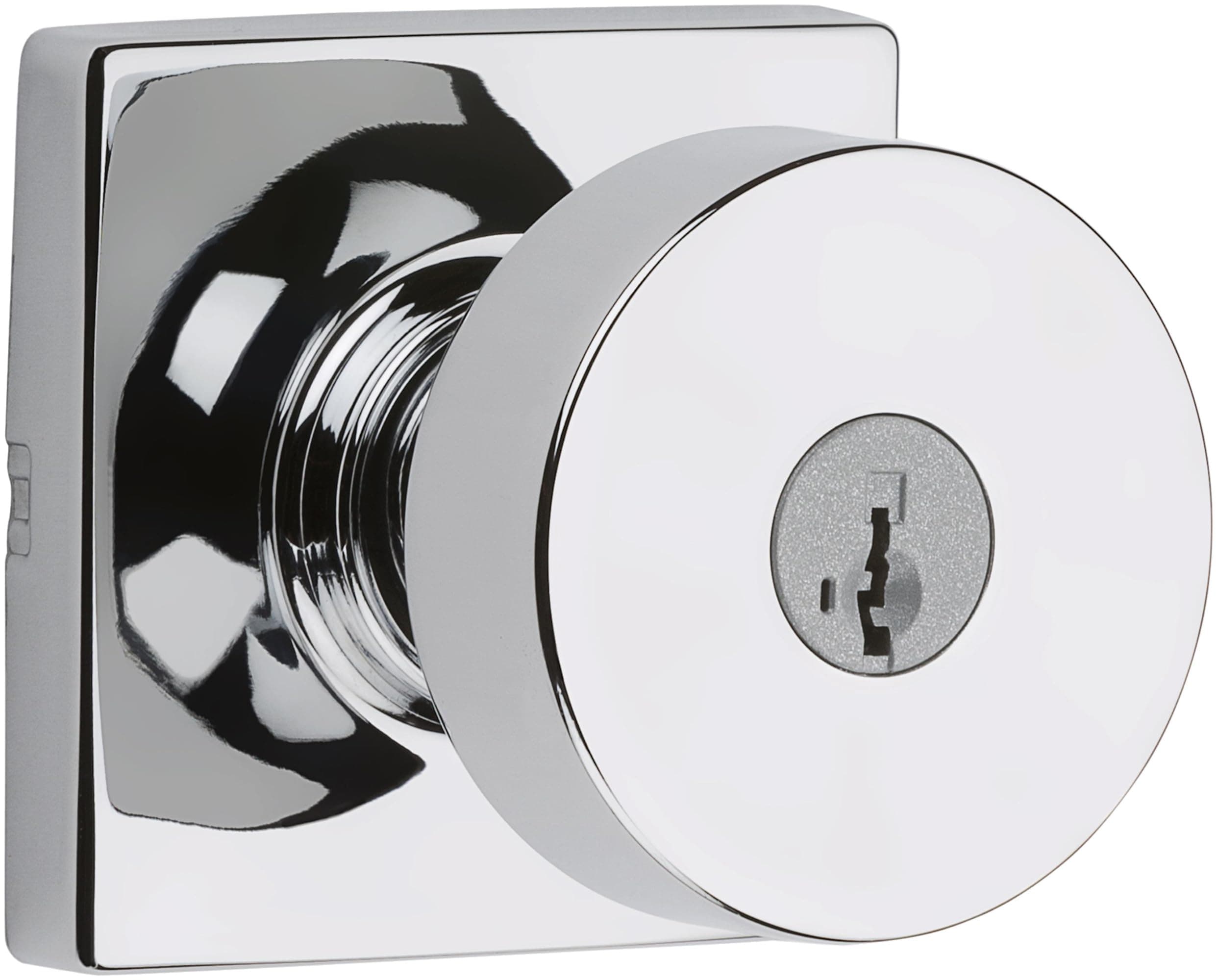 Kwikset 740PSKSQT-26S Pismo Knob with Square Rose Entry Lock SmartKey with 6AL Latch and RCS Strike Bright Chrome Finish