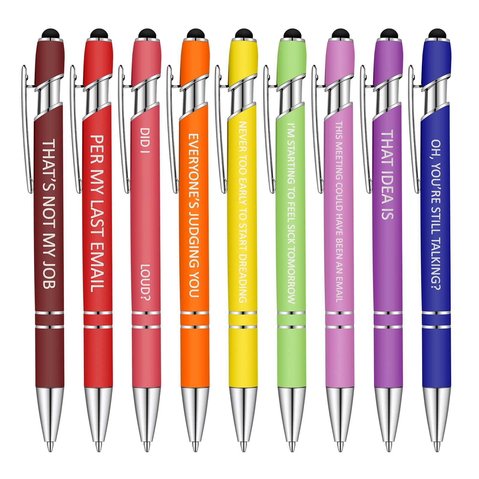 Eersida 10 Pcs Funny Pens for Coworkers Gag Gift Adult Insulting Snarky Office Pens Sarcastic Negative Quotes Ballpoint Touch Stylus for Office Supplies Accessories Gifts for Coworker, Black Ink