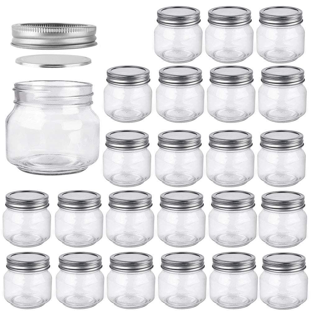 Betrome 24 Pack 8 oz Glass Mason Jars, Canning Jars with Regular Mouth Lids
