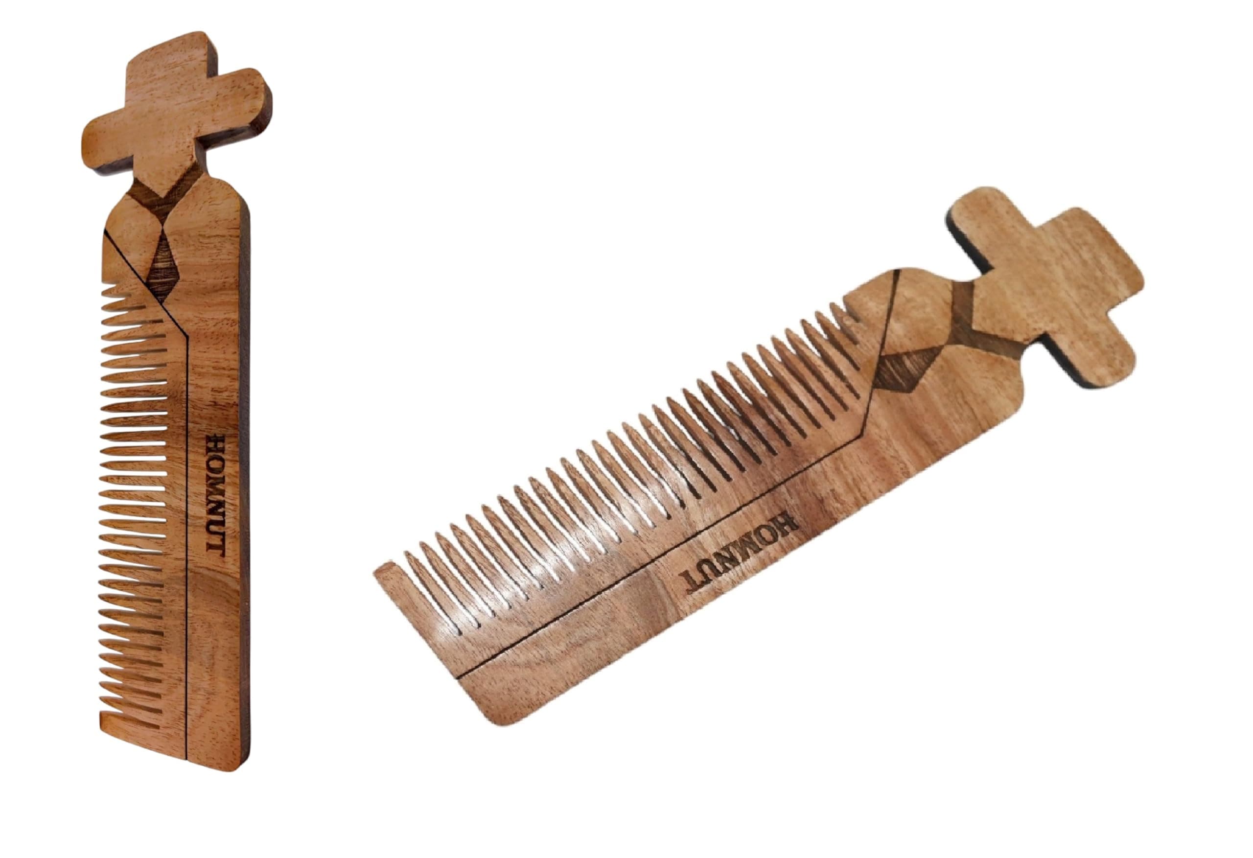HOMNUT King Style Pocket Comb for Men | Engraved Natural Teak Wood Comb for Hair | Gentlemen Comb 6.29 x 1.29 Inches Perfect for Men