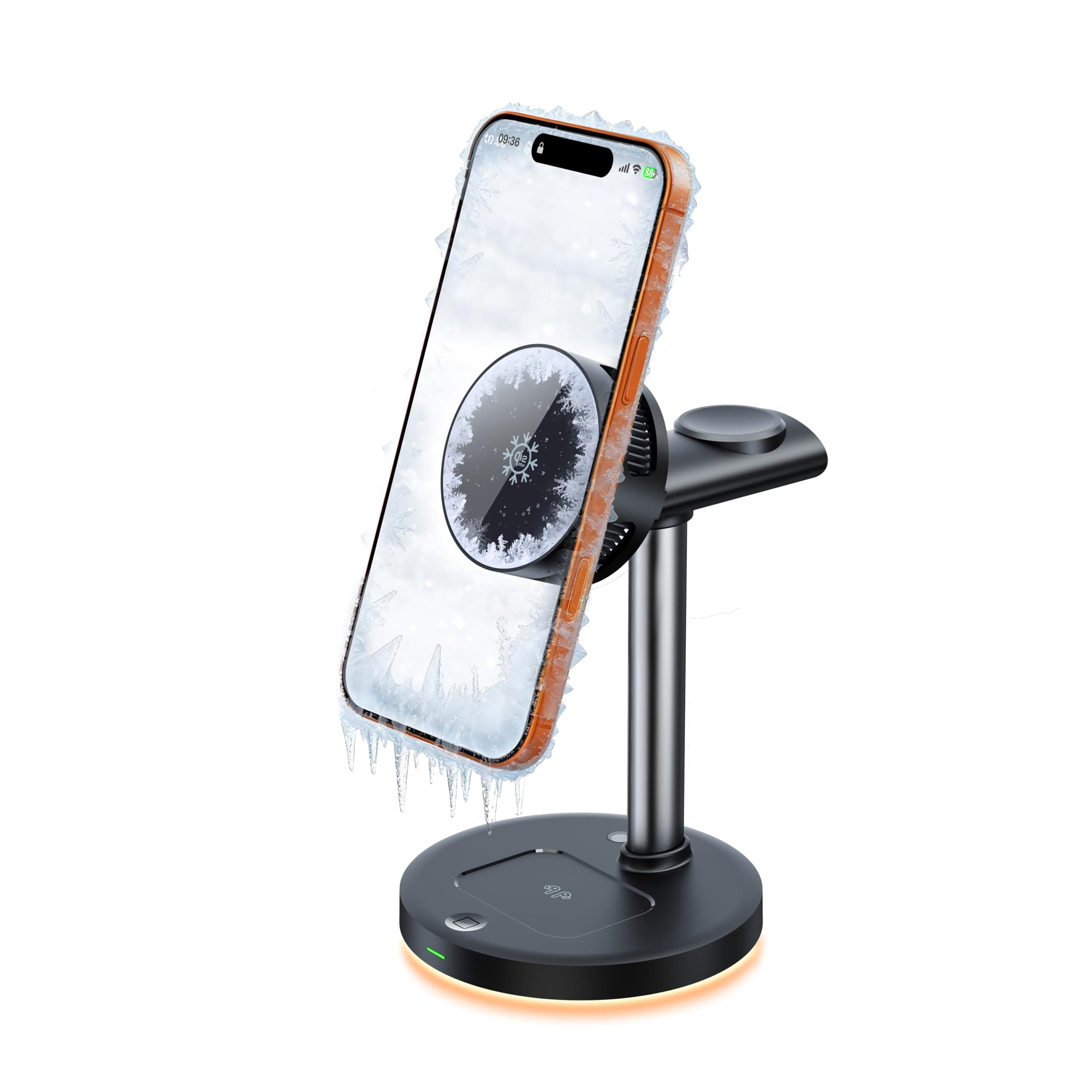 QI 2.2 25W Wireless Charger with Cooling Fan Smart Magnet Charger Stand for Apple Products, 3 in 1 Magnetic Charging Station for iPhone 17/1615/14/13/12 Series, Airpods Apple Watch (Black)