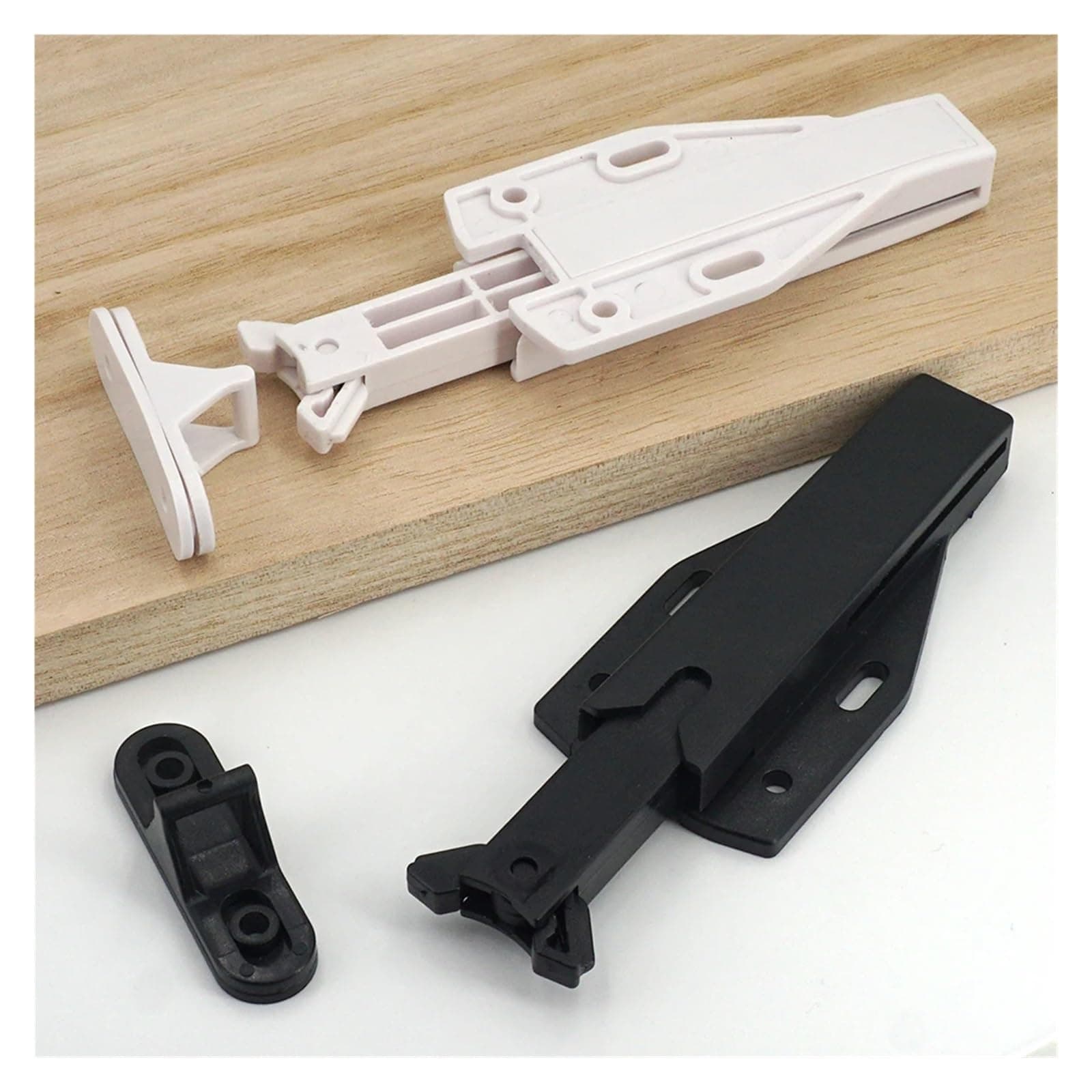 4/2/1 Sets Non-Magnetic Touch Latch Large Size Catch Cabinet Door Push to Open Furniture Cupboard Wardrobe Accessory(1 Set Black)