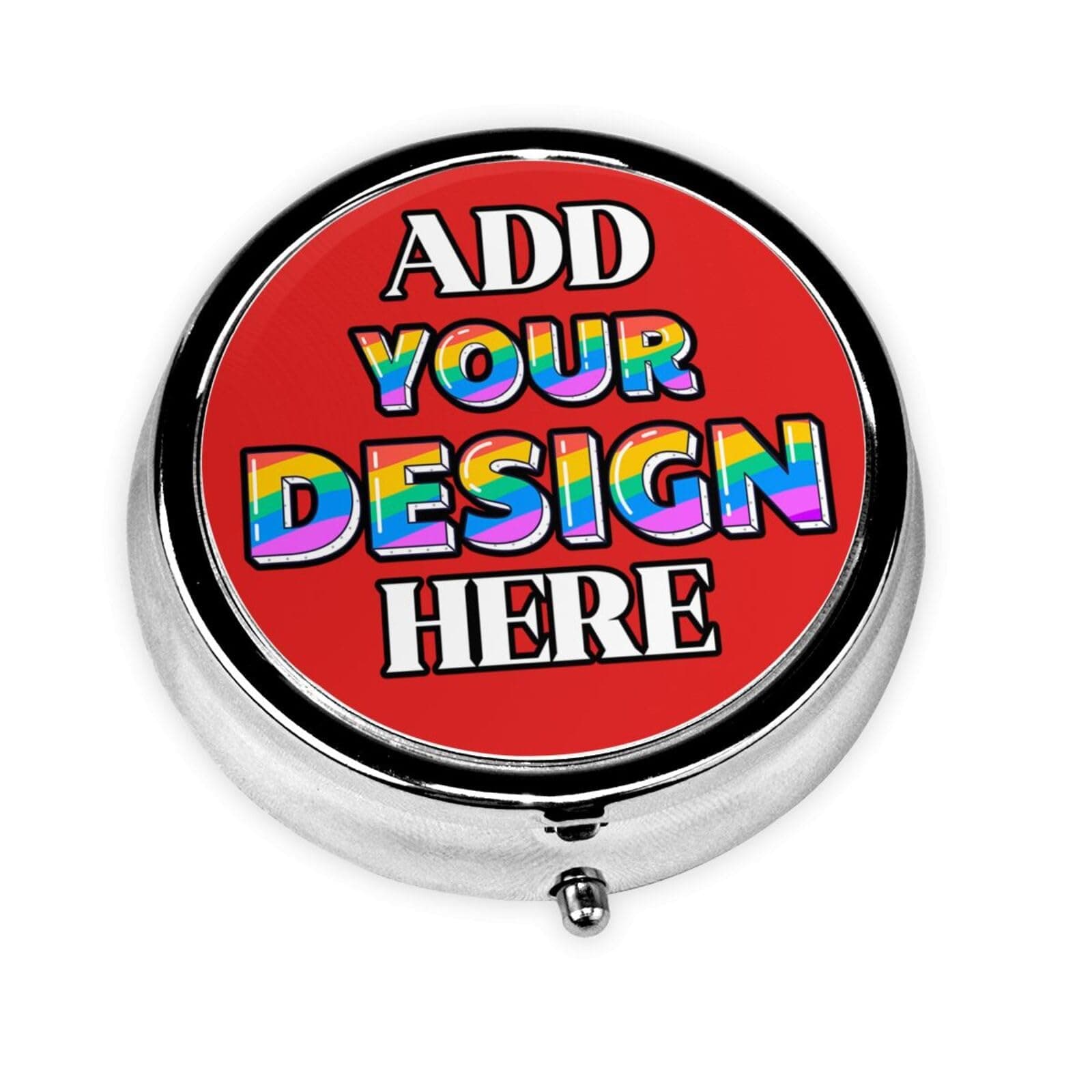 Custom Pill Box, Medicine Pill Organizer Case Container Travel Pill Holder Vitamin for Purse Med Wallet Portable Mini Pastillero Round, Red, Personalized Gifts