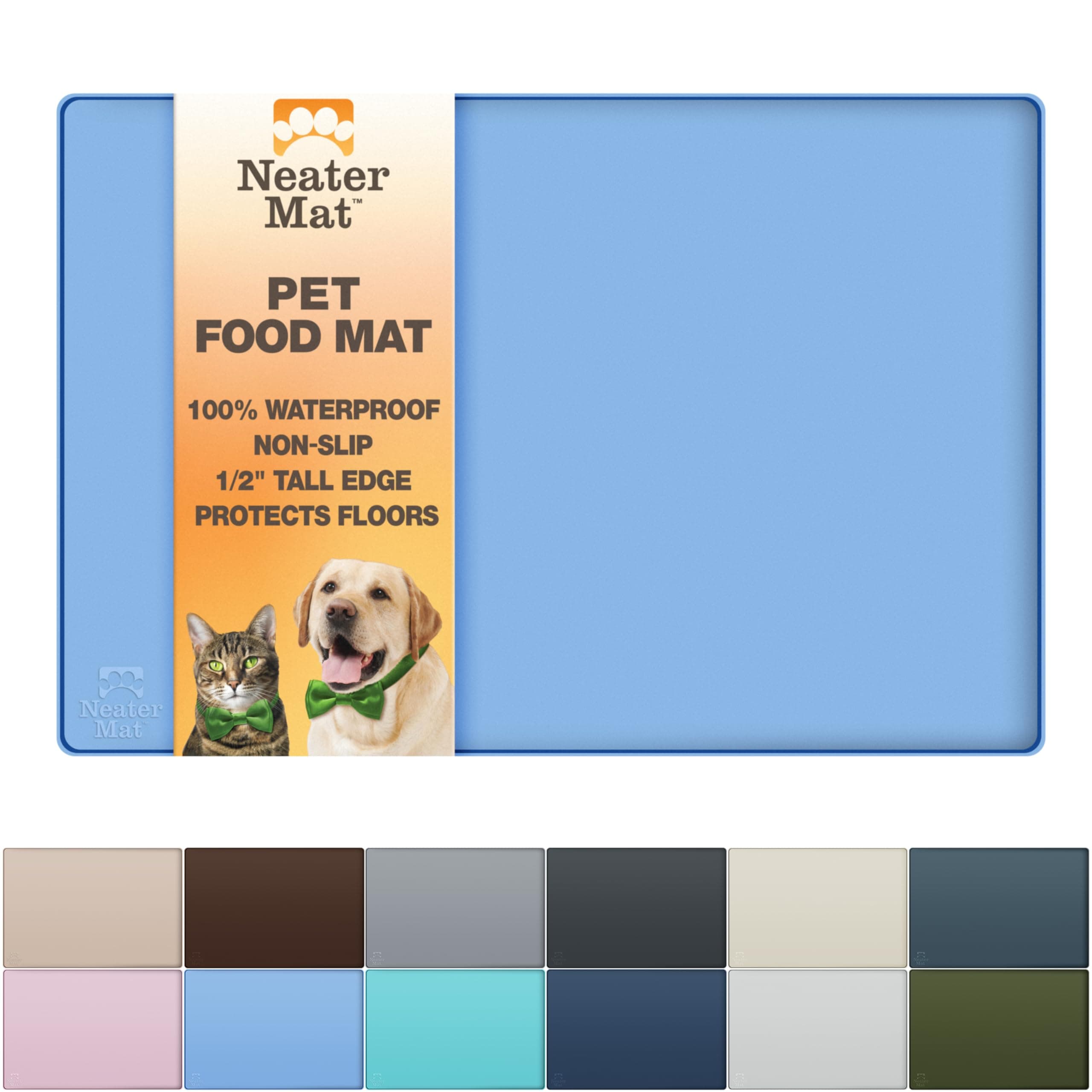 Neater Pet Brands Neater Mat Pet Mats for Food and Water, Dog Bowl Mat Waterproof Silicone, Pet Mat for Dog or Cat, Dog Food Mats for Floors Waterproof, Dog Water Mat & Dog Food Mat with Raised Edge