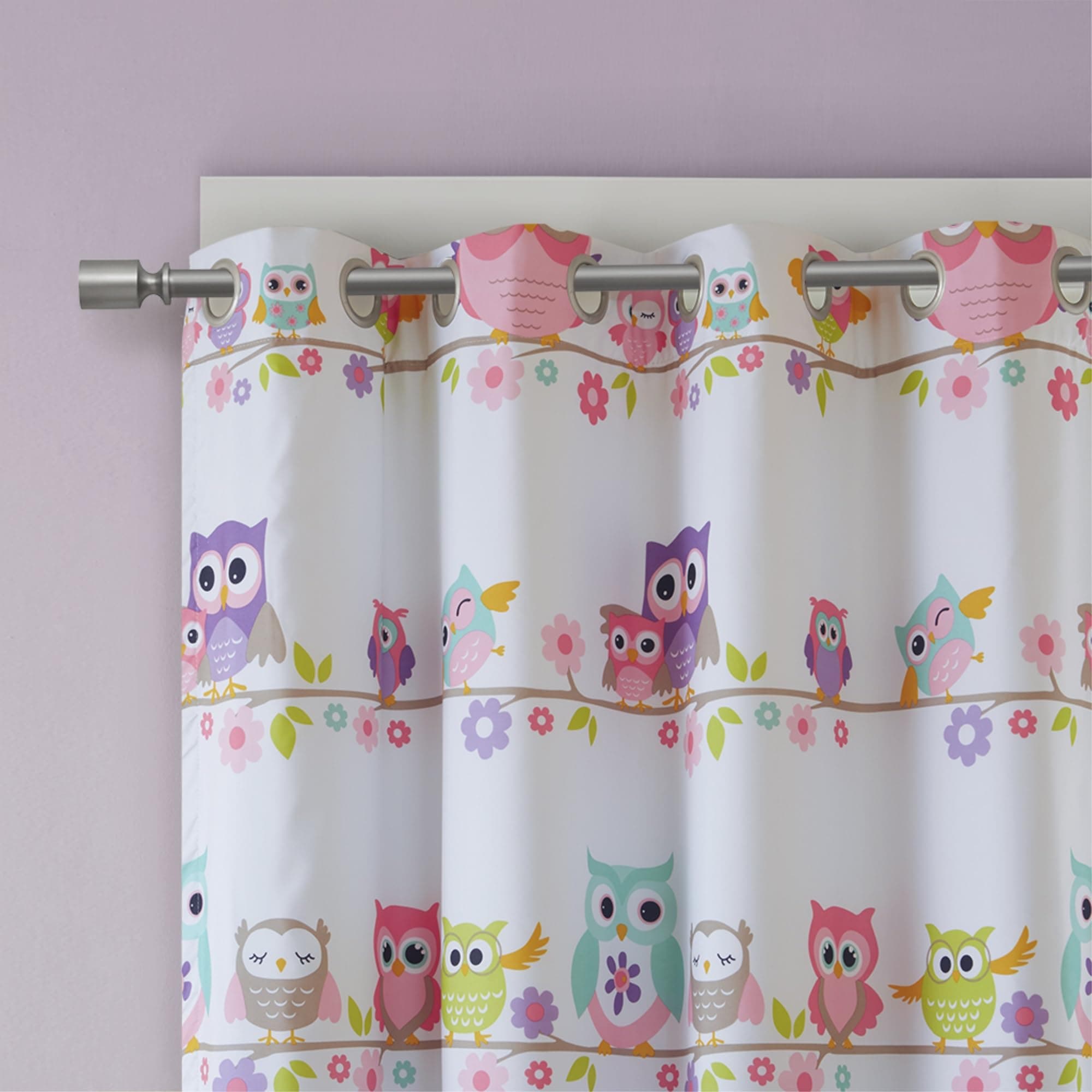 Ergode Owl and Flower Blackout Window Panel - Vibrant and Charming Design, Energy Efficient, Noise Reducing, Thermal Insulated - Easy Hanging, Privacy Enhancing - Perfect for Kids' Room