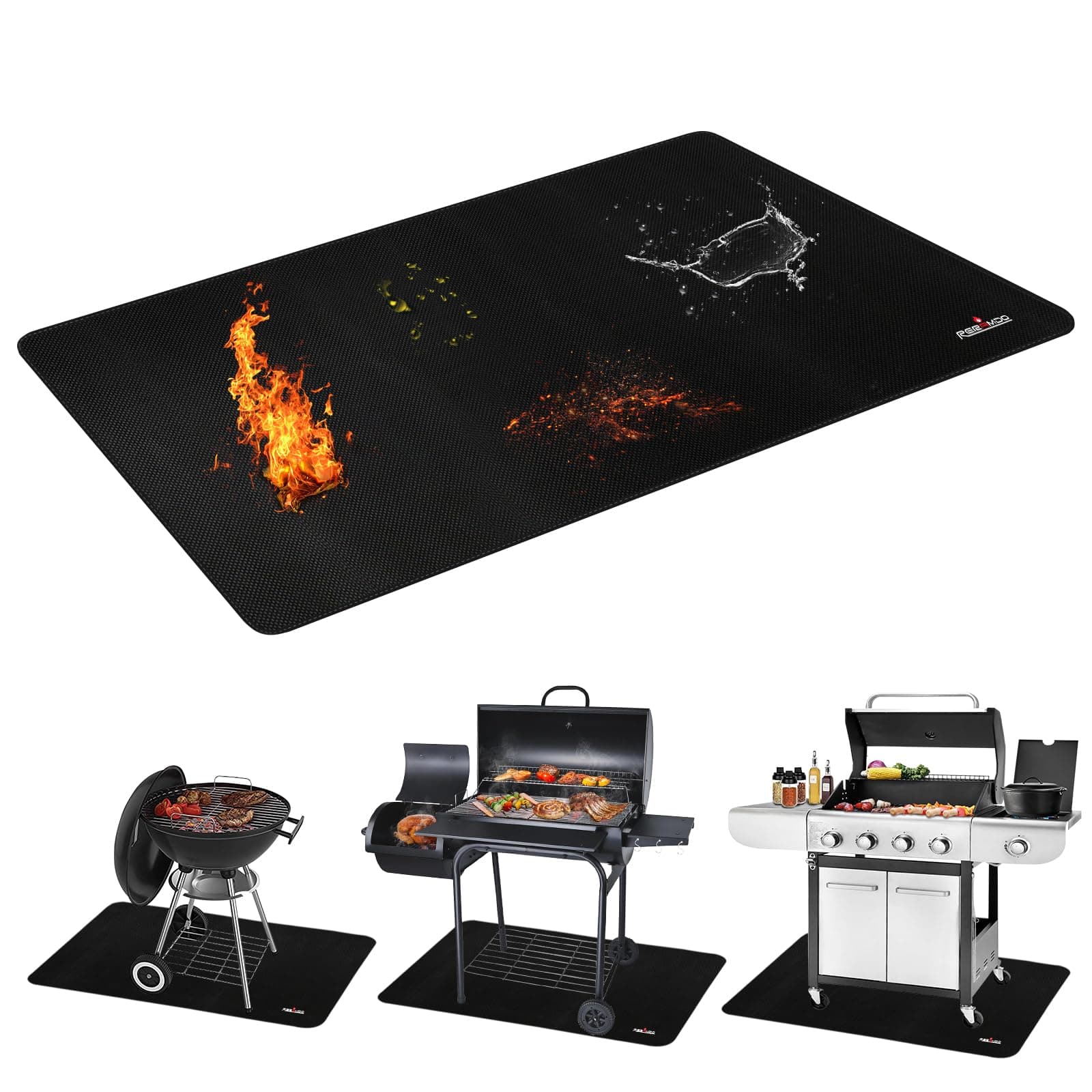 RERAMDO 60 x 42 Inches Large Under Grill Mats for Outdoor Grill