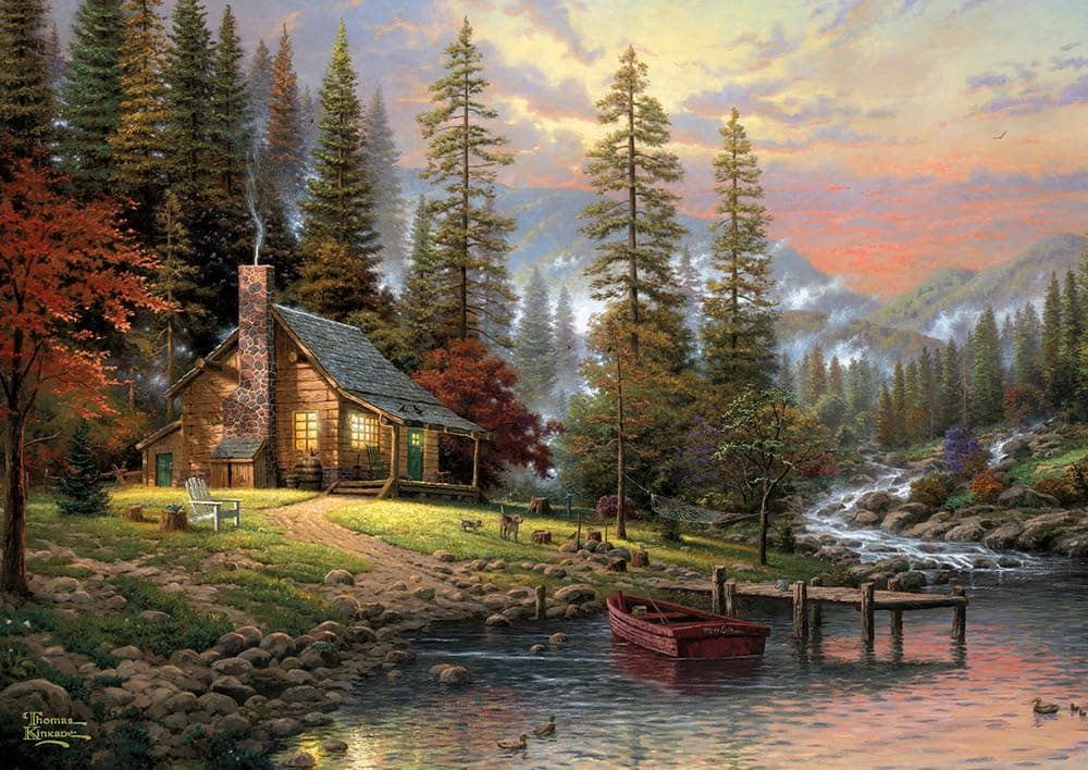 Schmidt Spiele | Thomas Kinkade: A Peaceful Retreat (500pc) | Puzzle | Ages 10+