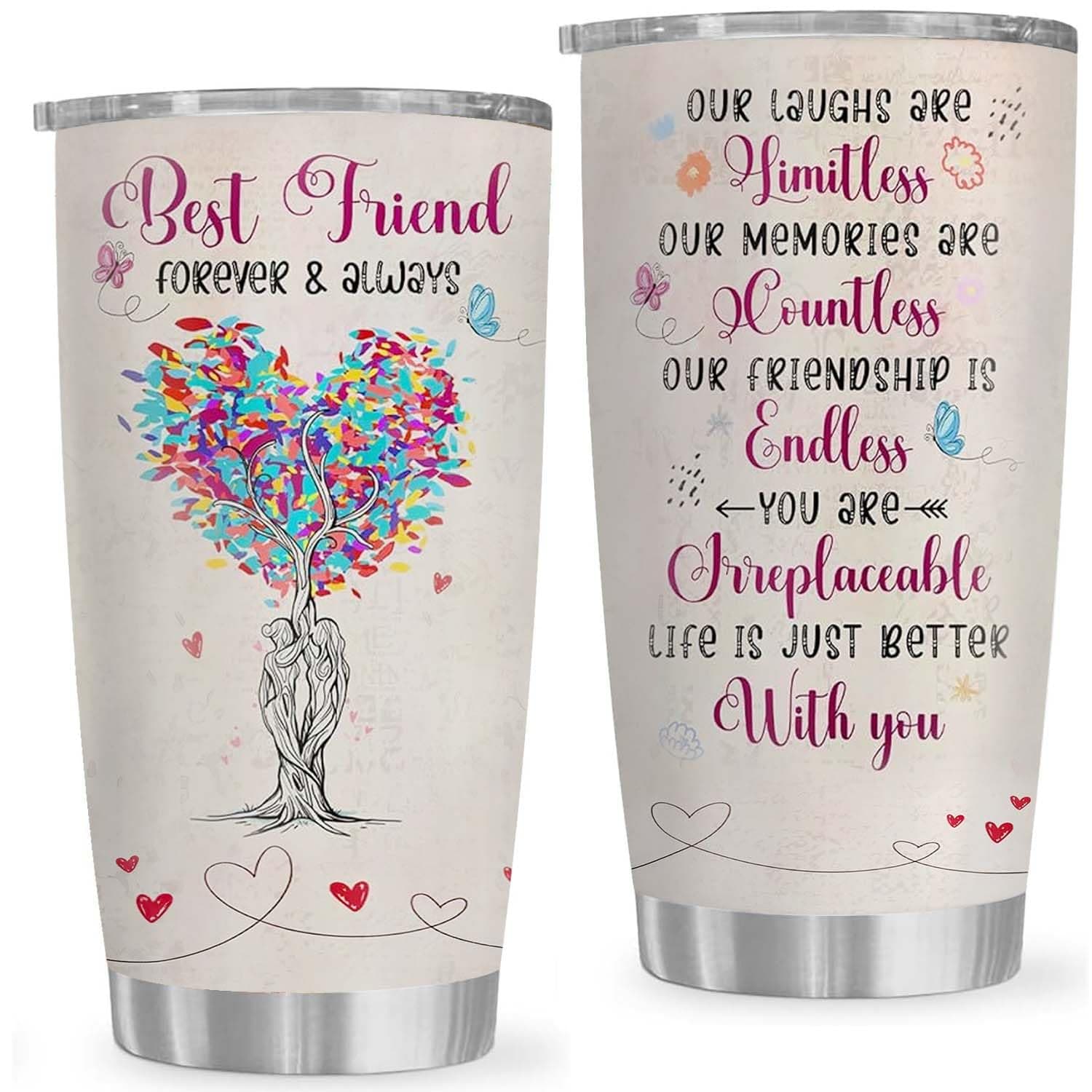 Best Friend Birthday Gifts Tumbler, Gifts for Best Friends Women, Friendship Gift for Friend Bestie Female, Unique Friend Gift Ideas, Long Distance Bestie Friend Gift Coffee Cup 20oz