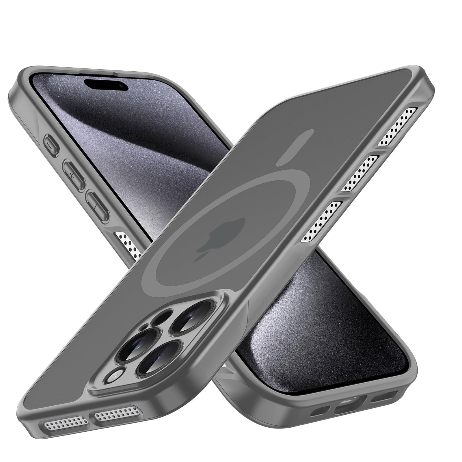 CASEINJOY Stronger Magnetic for iPhone 15 Pro Max Case, Heat Dissipation Frame, Compatible with Magsafe, Camera Protection, Matte Back Slim Protective Cover for iPhone 15 Pro Max 6.7 Inch, Gray